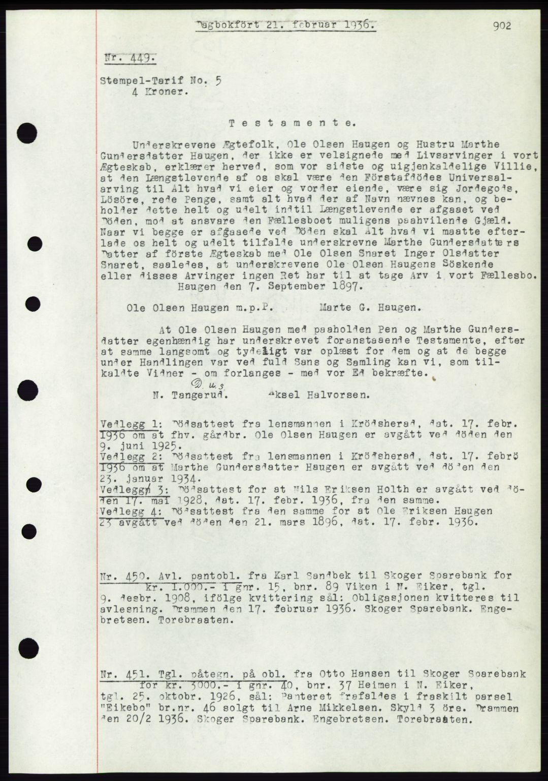 Eiker, Modum og Sigdal sorenskriveri, SAKO/A-123/G/Ga/Gab/L0031: Pantebok nr. A1, 1935-1936, Tingl.dato: 21.02.1936
