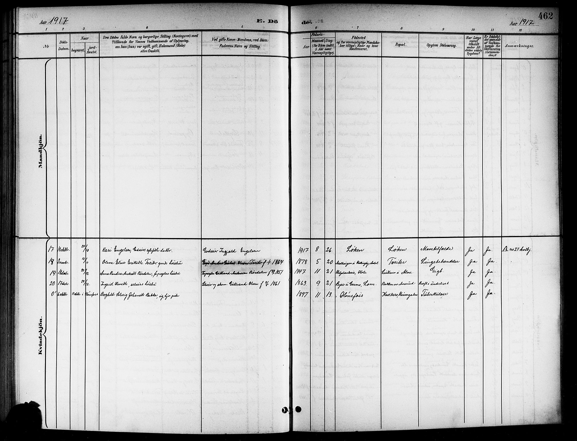 Norderhov kirkebøker, AV/SAKO-A-237/G/Gb/L0002: Klokkerbok nr. II 2, 1891-1921, s. 462