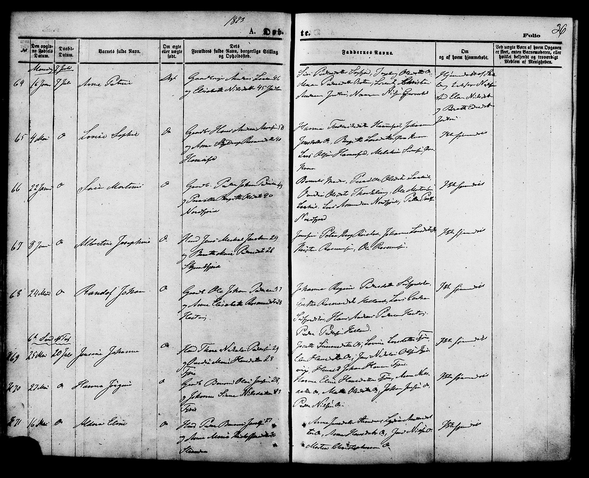 Ministerialprotokoller, klokkerbøker og fødselsregistre - Nordland, AV/SAT-A-1459/853/L0771: Ministerialbok nr. 853A10, 1870-1881, s. 36
