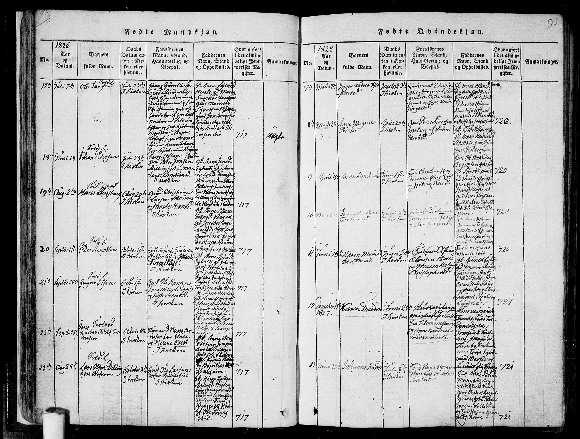 Rygge prestekontor Kirkebøker, SAO/A-10084b/F/Fa/L0003: Ministerialbok nr. 3, 1814-1836, s. 92-93