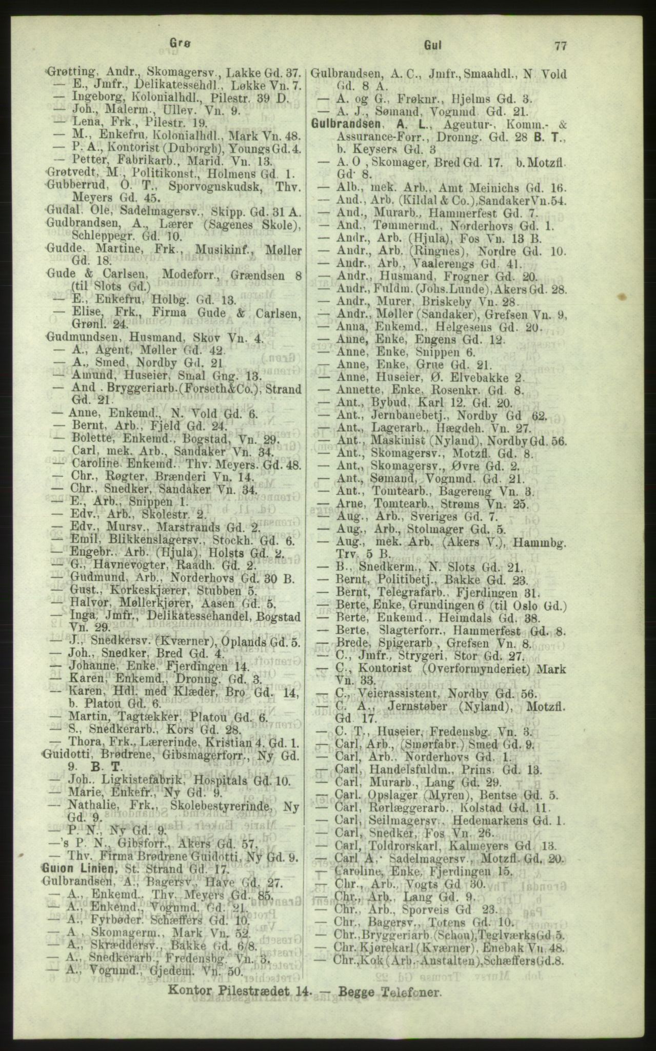 Kristiania/Oslo adressebok, PUBL/-, 1884, s. 77