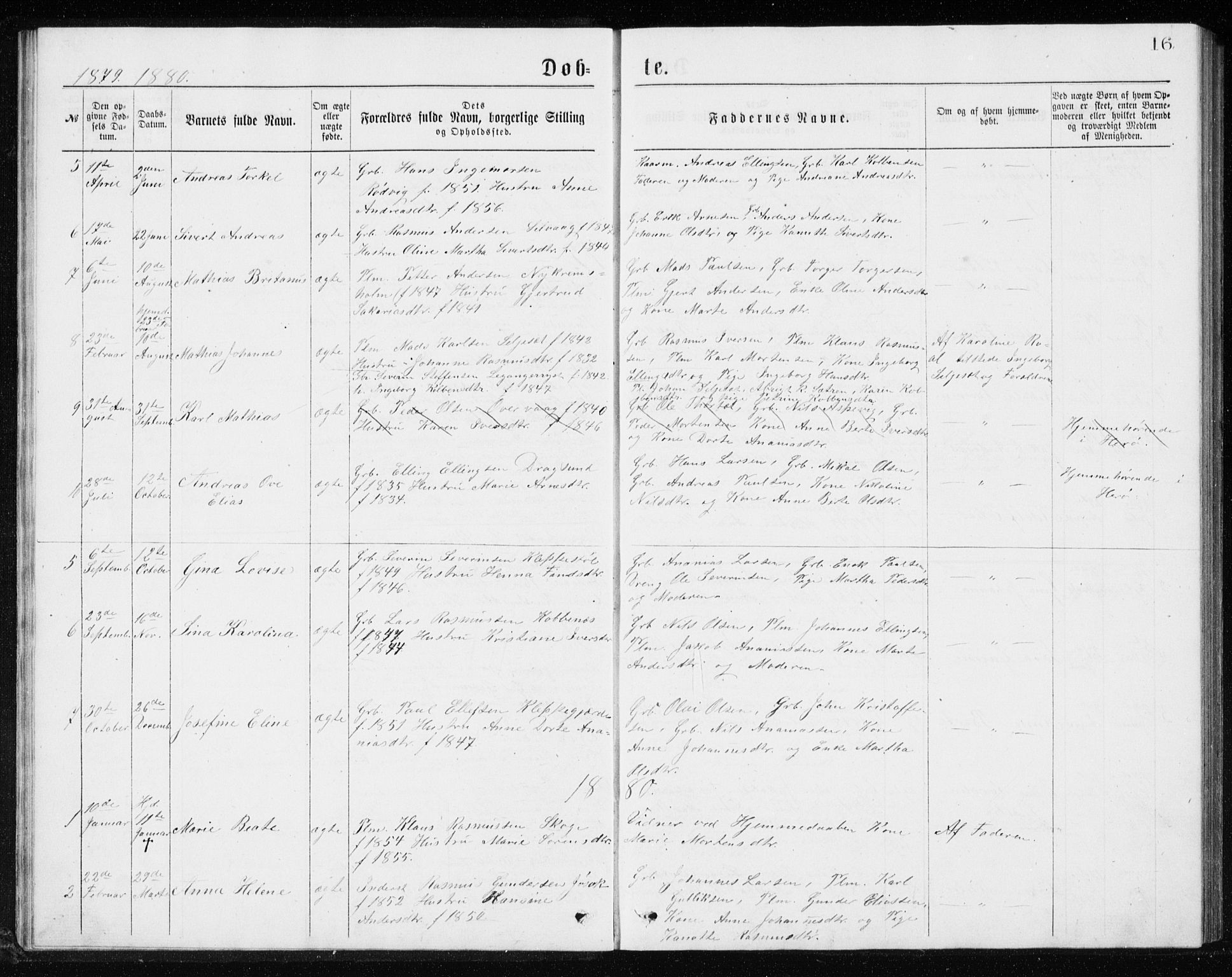 Ministerialprotokoller, klokkerbøker og fødselsregistre - Møre og Romsdal, AV/SAT-A-1454/508/L0097: Klokkerbok nr. 508C01, 1873-1897, s. 16