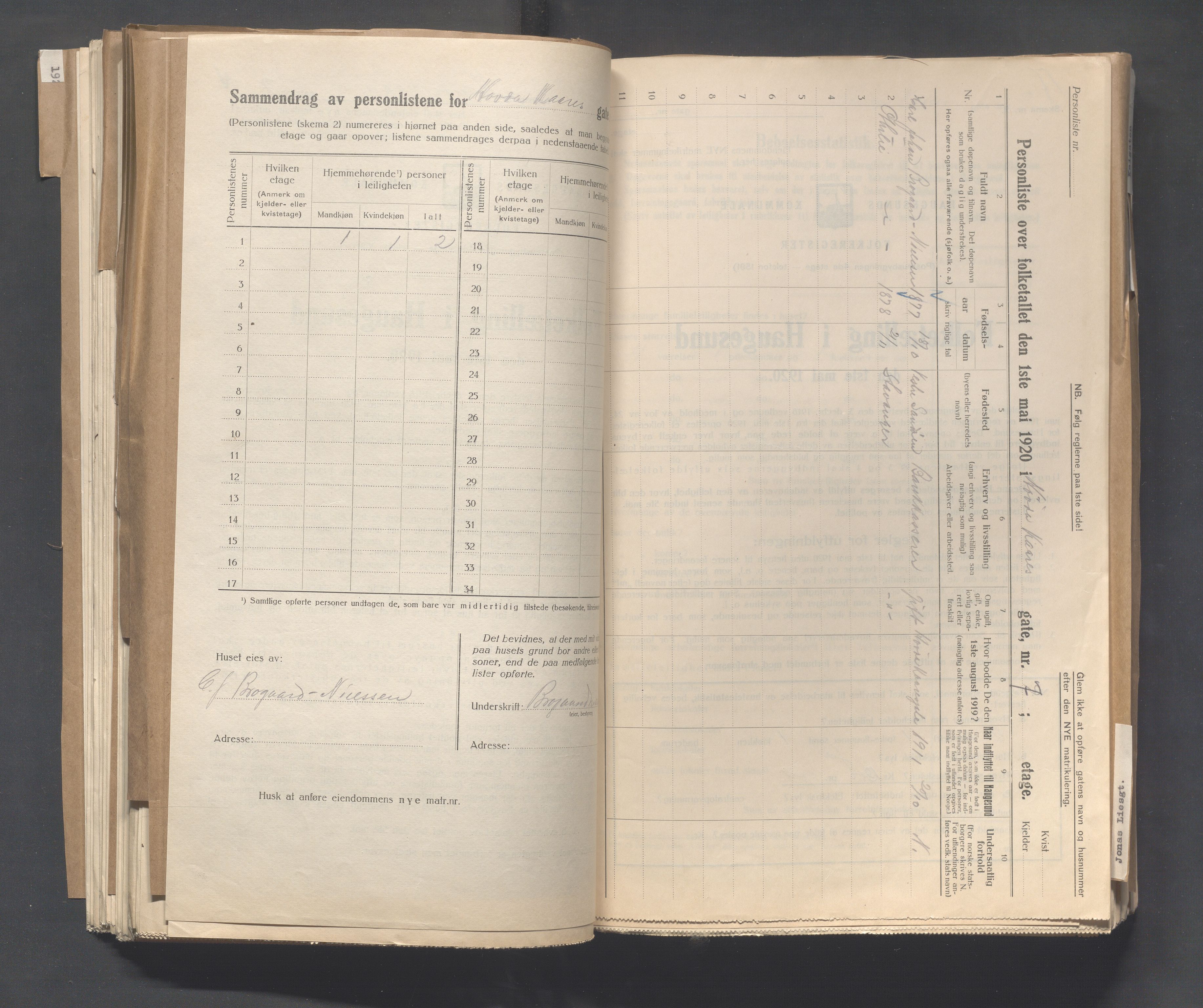 IKAR, Kommunal folketelling 1.5.1920 for Haugesund, 1920, s. 2194