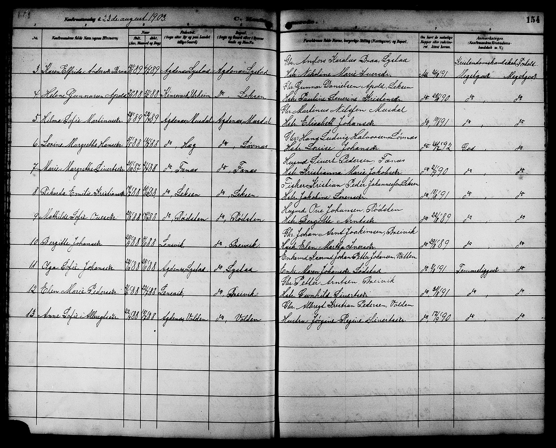 Ministerialprotokoller, klokkerbøker og fødselsregistre - Sør-Trøndelag, SAT/A-1456/662/L0757: Klokkerbok nr. 662C02, 1892-1918, s. 154