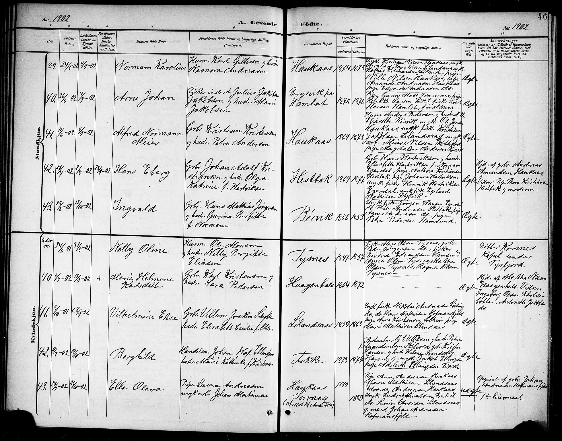 Ministerialprotokoller, klokkerbøker og fødselsregistre - Nordland, AV/SAT-A-1459/859/L0860: Klokkerbok nr. 859C06, 1899-1909, s. 46