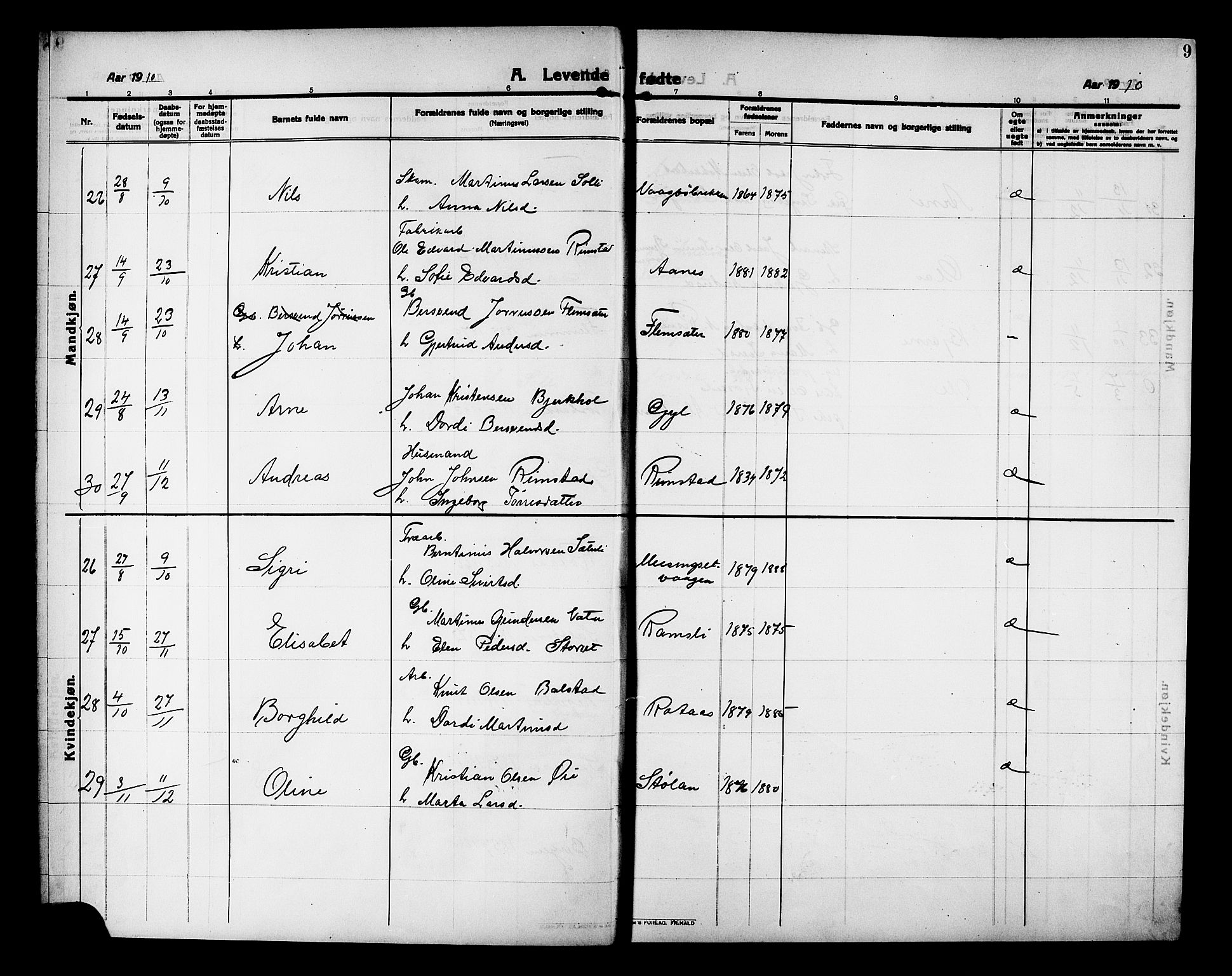 Ministerialprotokoller, klokkerbøker og fødselsregistre - Møre og Romsdal, AV/SAT-A-1454/586/L0993: Klokkerbok nr. 586C04, 1910-1918, s. 9