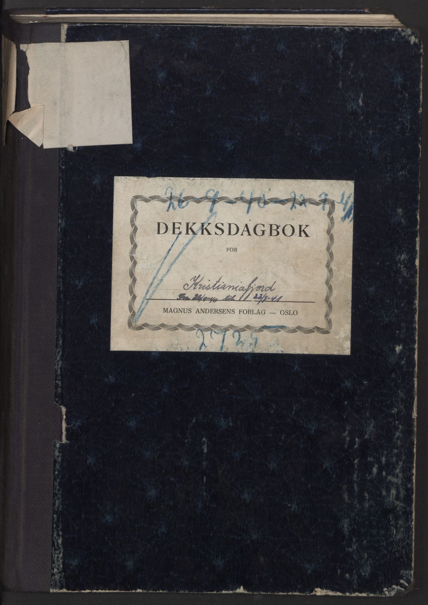 RA, Nortraship, Skipsdagbøker, F/L0557: Boknr. 2724 - 2726, 0002: Boknr. 2725 Kristianiafjord, 1940-1941
