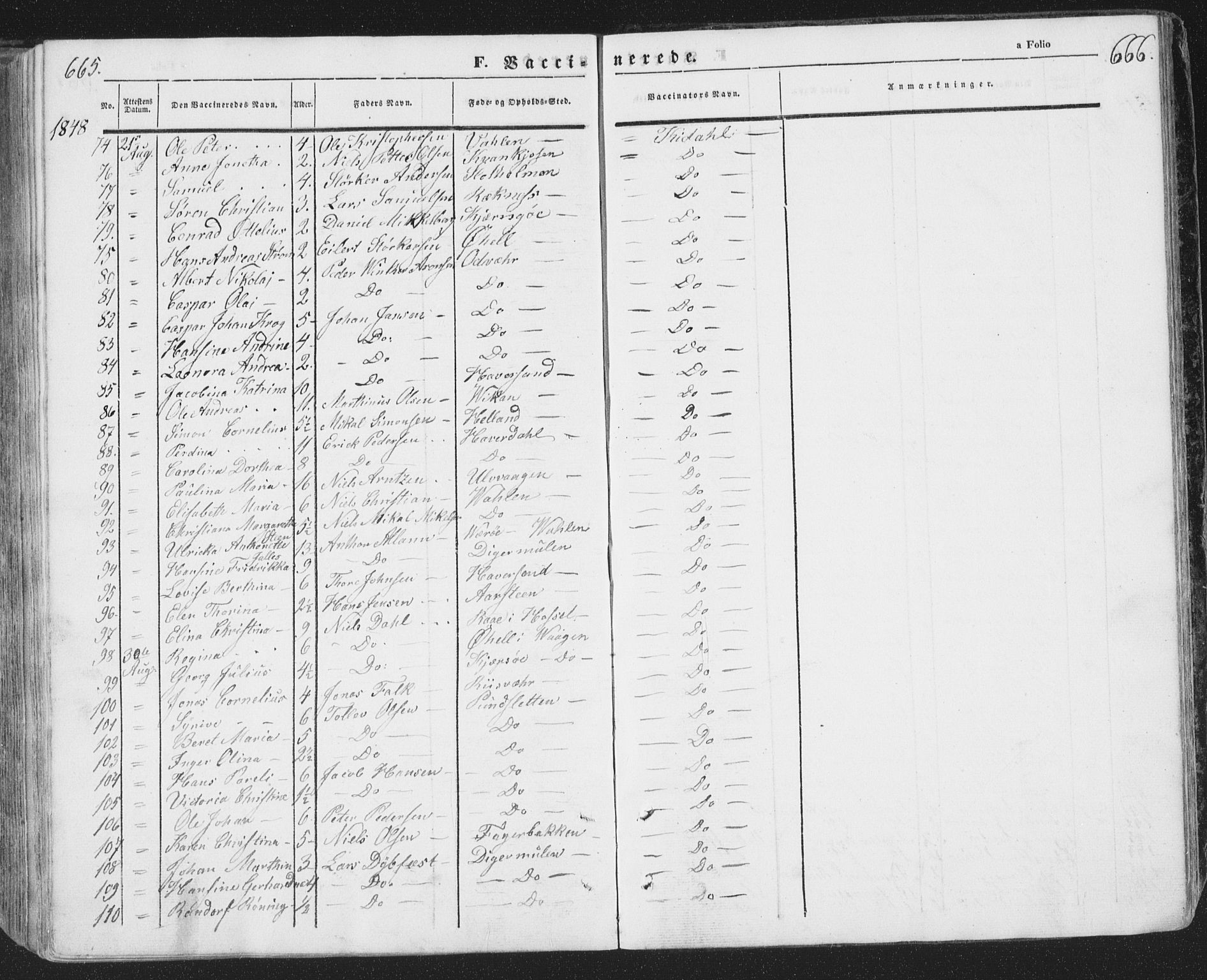 Ministerialprotokoller, klokkerbøker og fødselsregistre - Nordland, AV/SAT-A-1459/874/L1072: Klokkerbok nr. 874C01, 1843-1859, s. 665-666