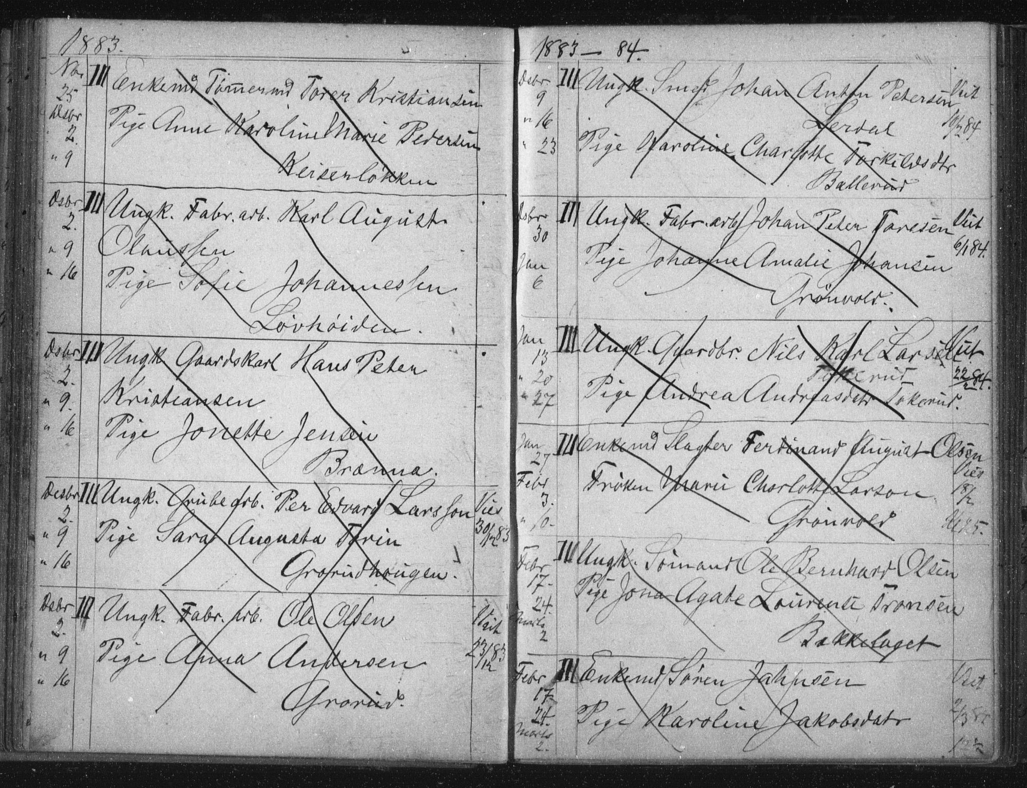 Østre Aker prestekontor Kirkebøker, SAO/A-10840/H/Ha/L0005: Lysningsprotokoll nr. I 5, 1879-1899