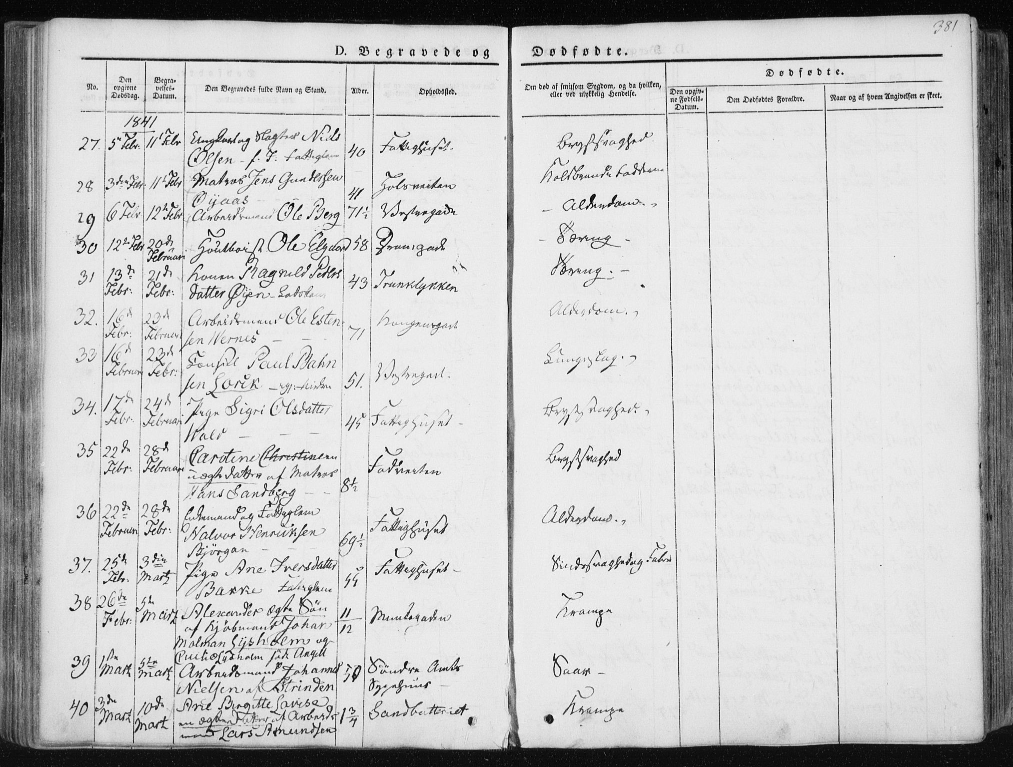 Ministerialprotokoller, klokkerbøker og fødselsregistre - Sør-Trøndelag, AV/SAT-A-1456/601/L0049: Ministerialbok nr. 601A17, 1839-1847, s. 381
