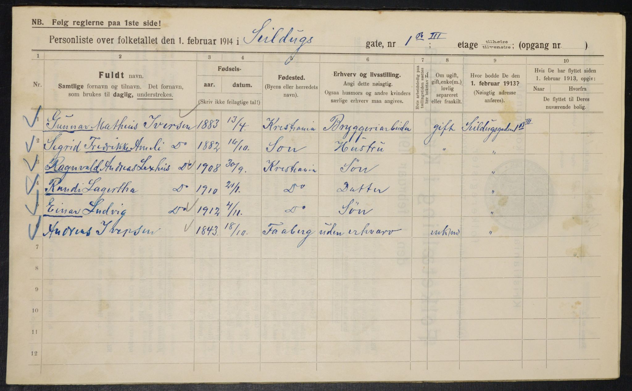 OBA, Kommunal folketelling 1.2.1914 for Kristiania, 1914, s. 93642