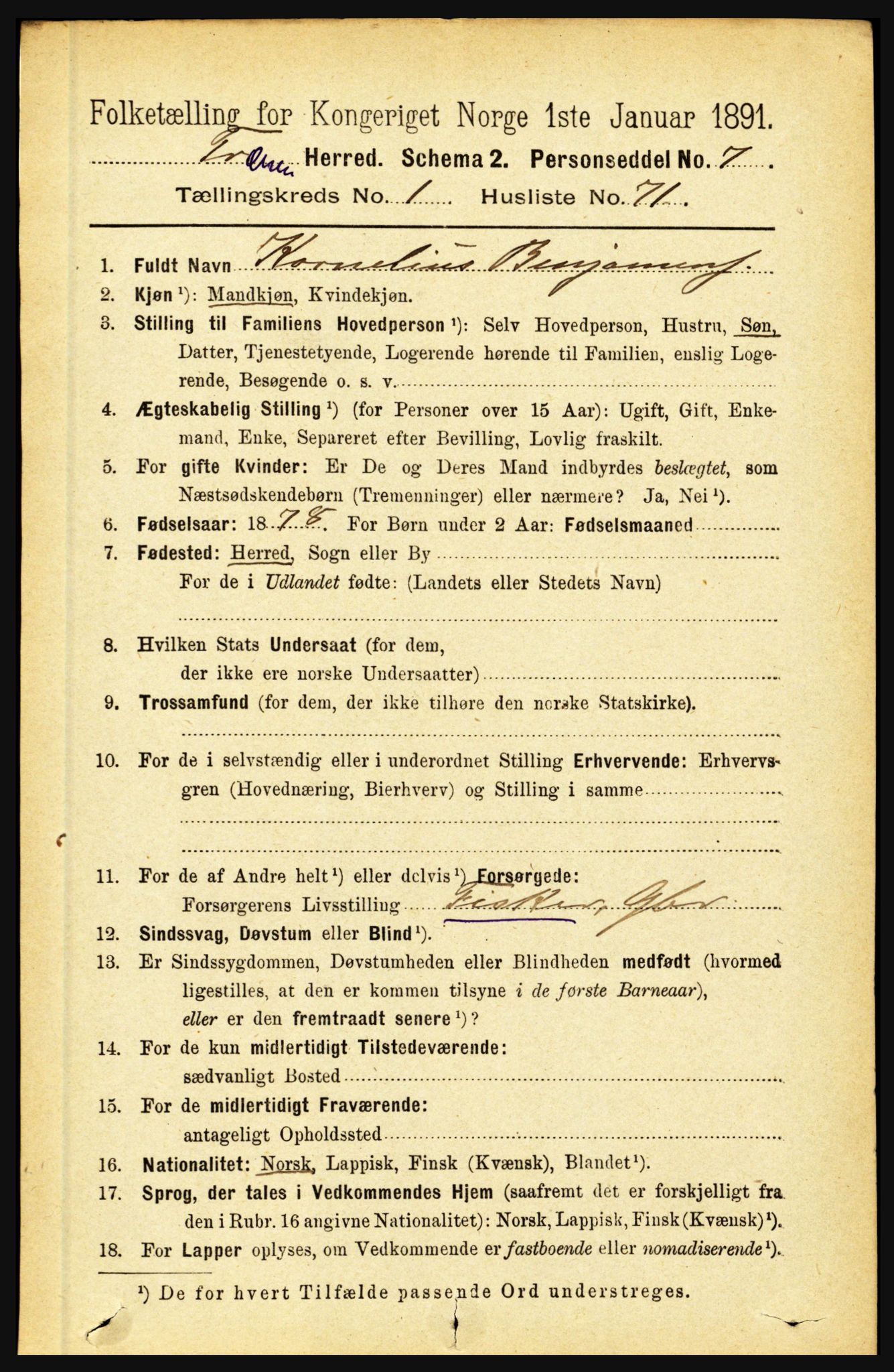 RA, Folketelling 1891 for 1835 Træna herred, 1891, s. 491