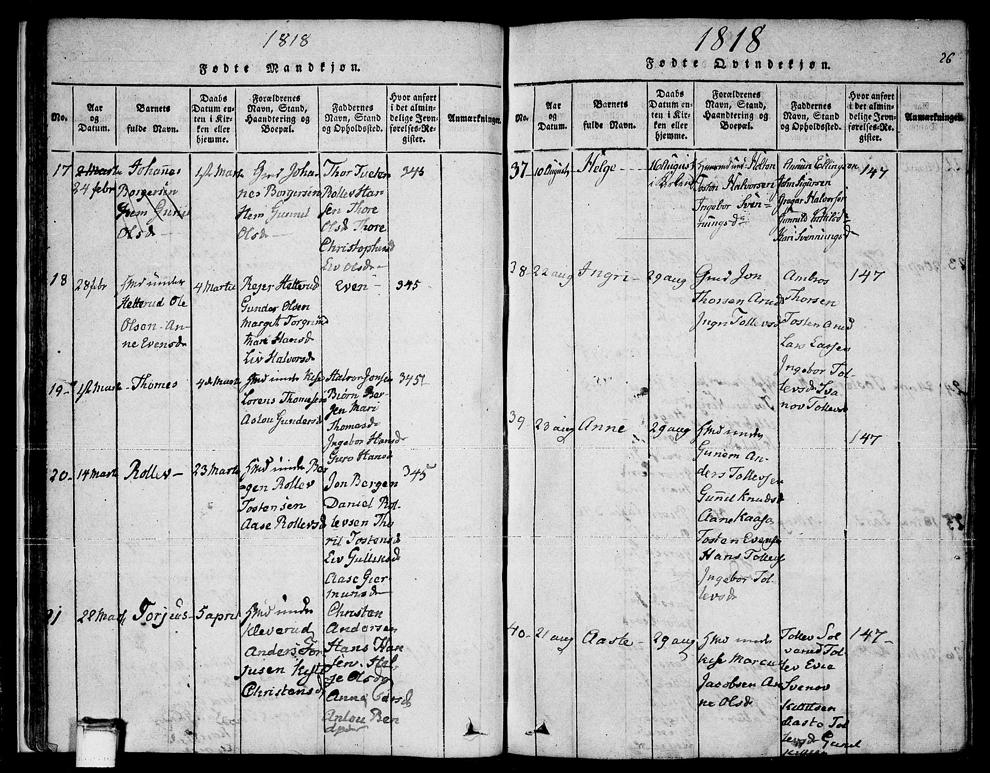 Sauherad kirkebøker, AV/SAKO-A-298/F/Fa/L0005: Ministerialbok nr. I 5, 1815-1829, s. 26