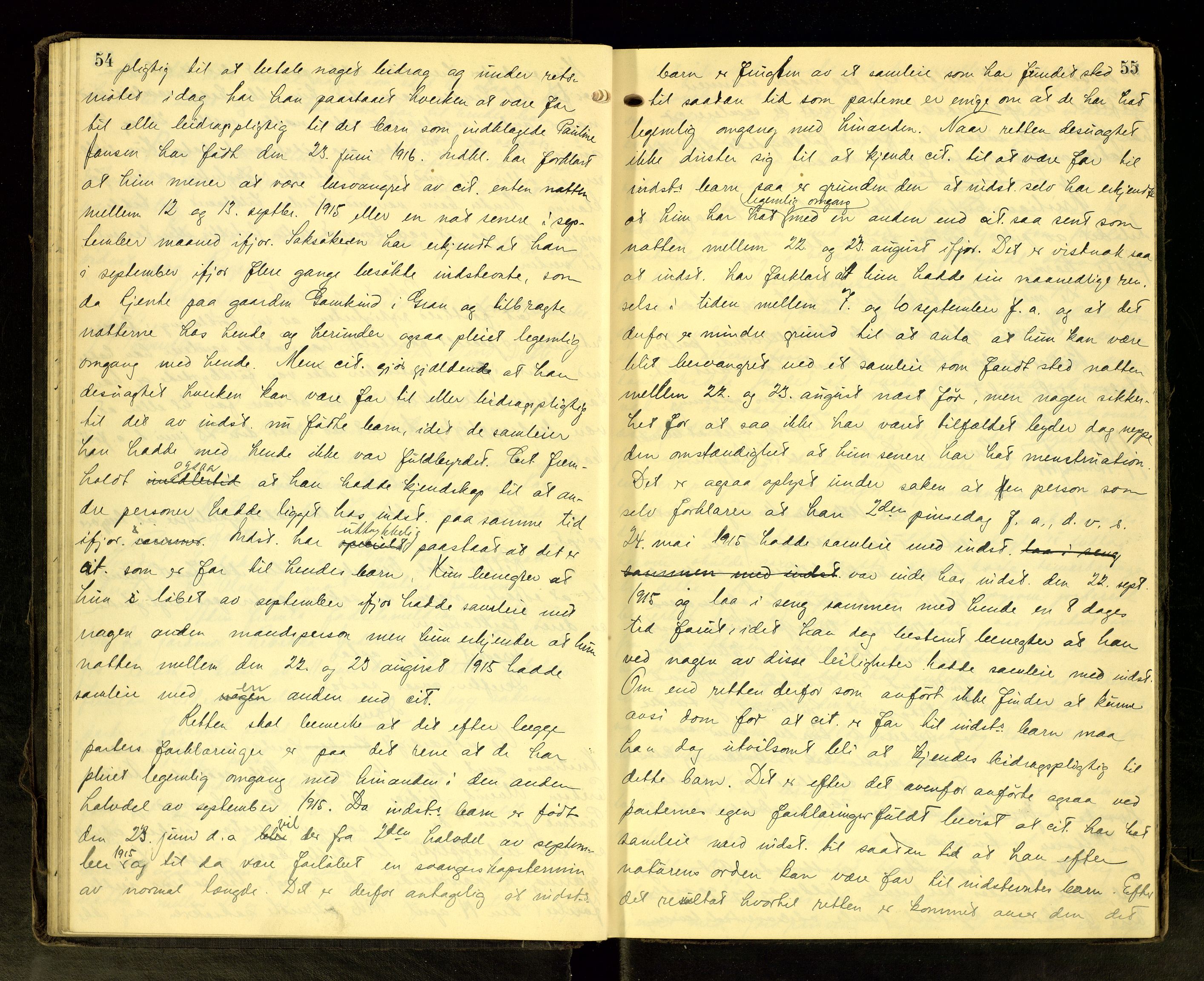 Hadeland og Land tingrett, AV/SAH-TING-010/G/Gc/L0056: Ekstrarettsprotokoll, 1916-1918, s. 54-55