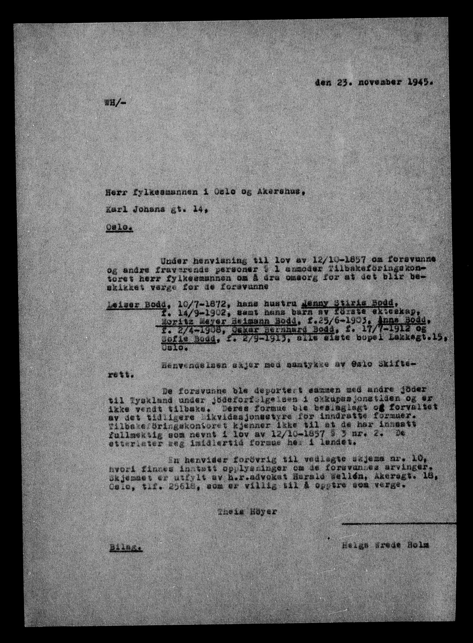 Justisdepartementet, Tilbakeføringskontoret for inndratte formuer, AV/RA-S-1564/H/Hc/Hcc/L0927: --, 1945-1947, s. 14