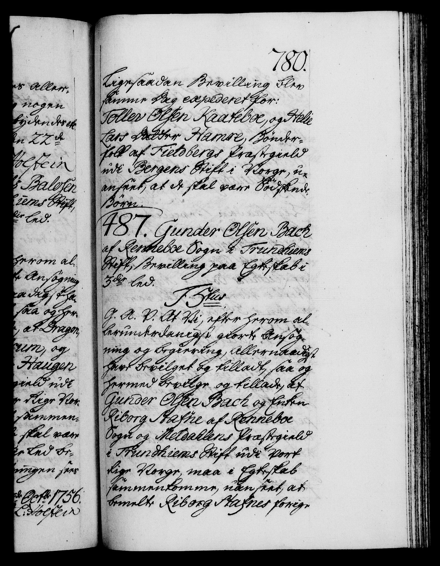 Danske Kanselli 1572-1799, RA/EA-3023/F/Fc/Fca/Fcaa/L0039: Norske registre, 1755-1756, s. 780a