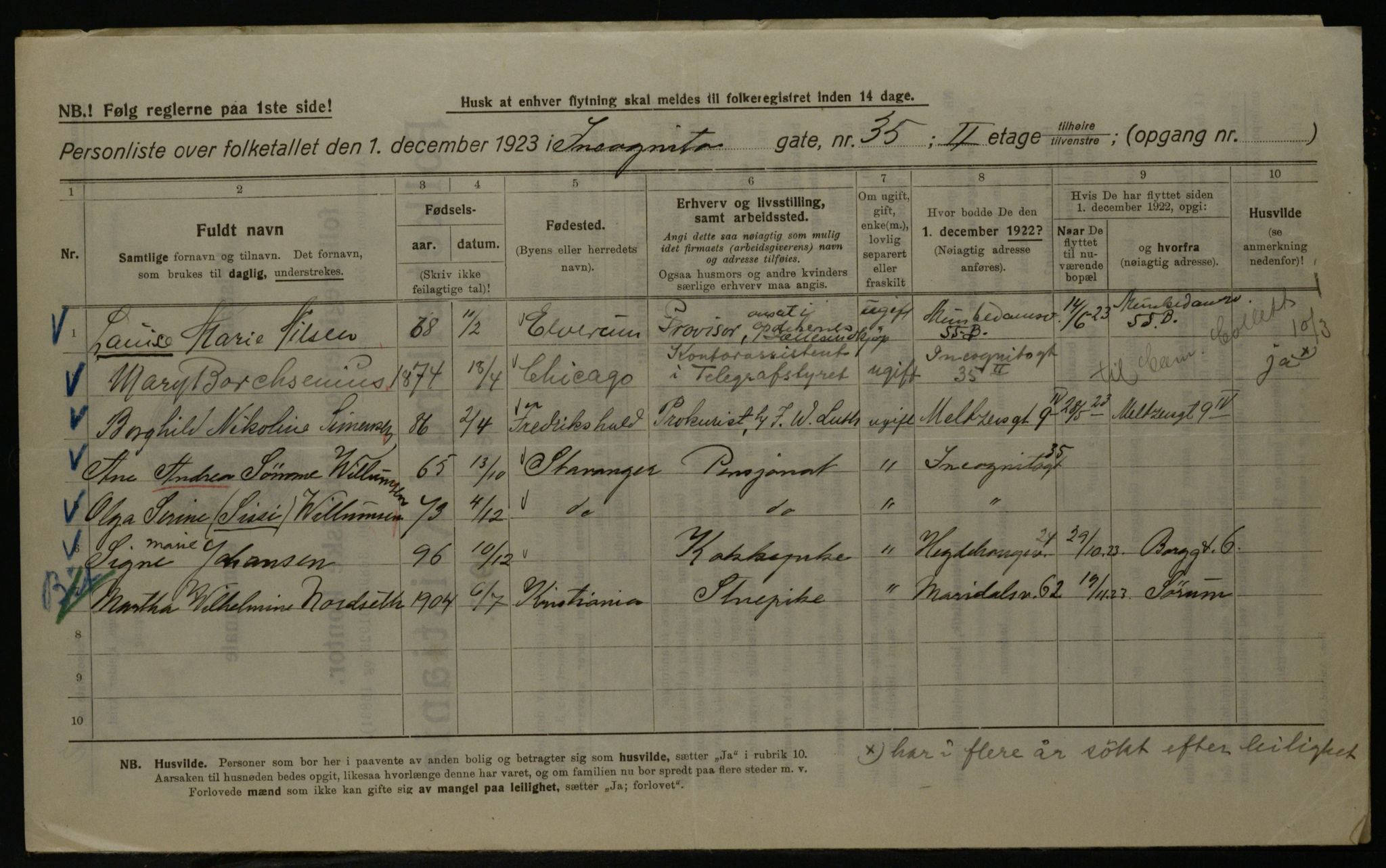 OBA, Kommunal folketelling 1.12.1923 for Kristiania, 1923, s. 49503