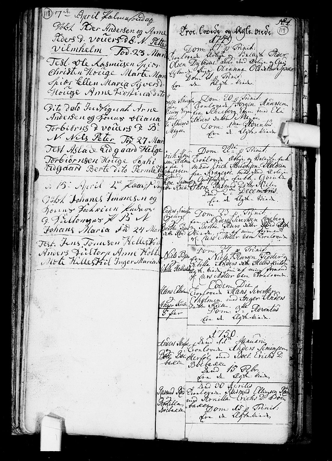 Hvaler prestekontor Kirkebøker, AV/SAO-A-2001/F/Fa/L0002: Ministerialbok nr. I 2, 1749-1816, s. 118-119