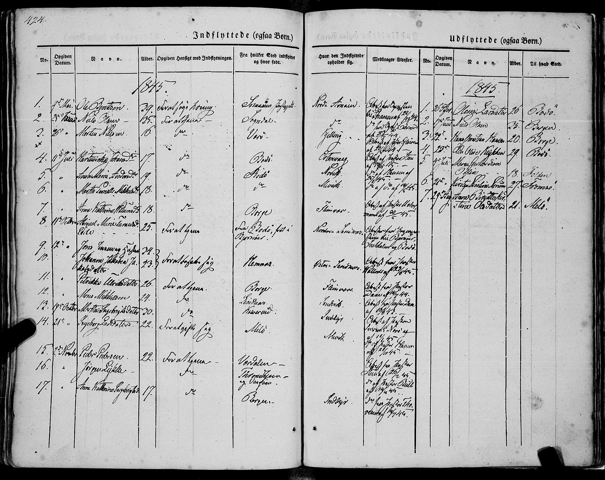 Ministerialprotokoller, klokkerbøker og fødselsregistre - Nordland, SAT/A-1459/805/L0097: Ministerialbok nr. 805A04, 1837-1861, s. 424