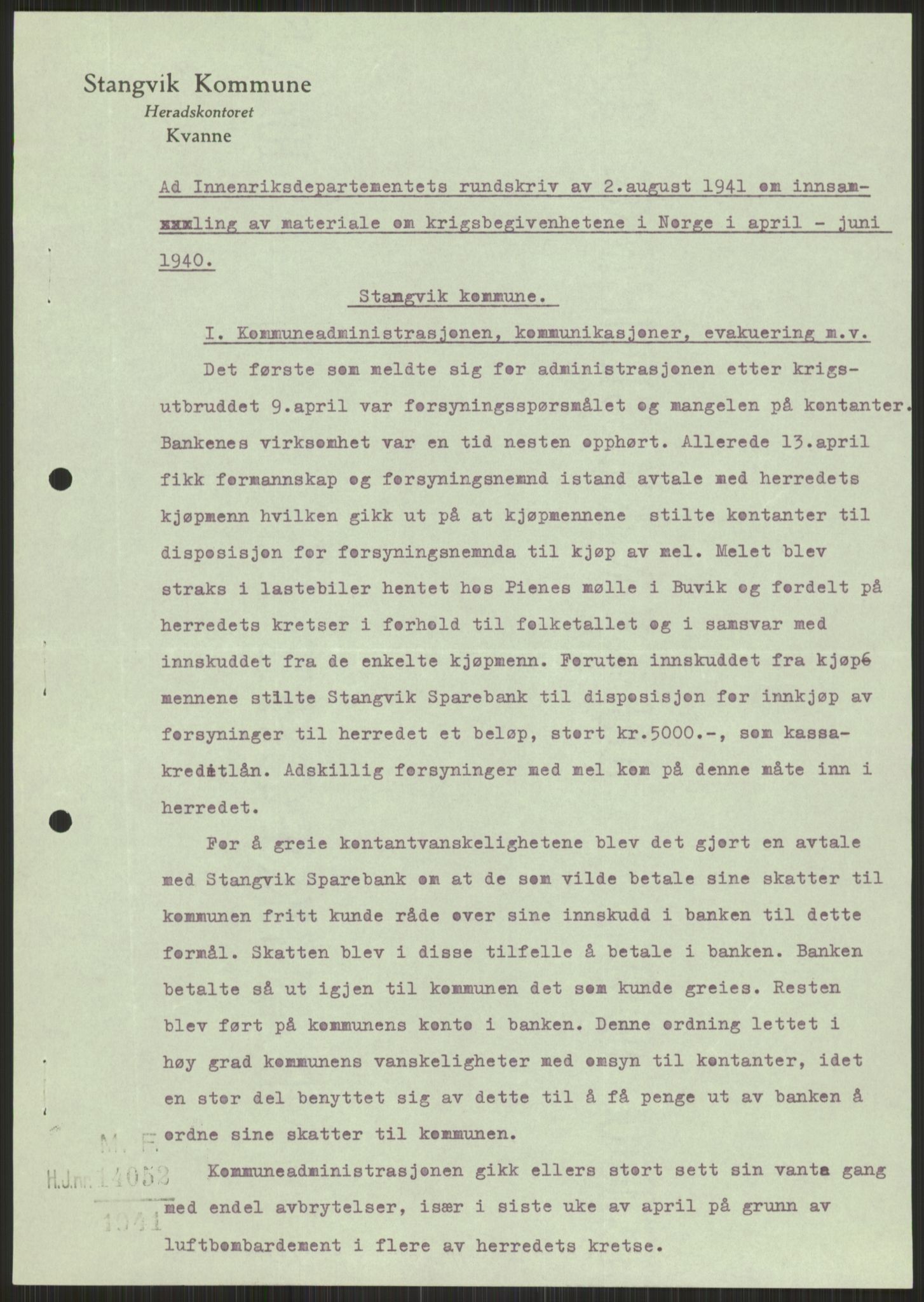 Forsvaret, Forsvarets krigshistoriske avdeling, AV/RA-RAFA-2017/Y/Ya/L0015: II-C-11-31 - Fylkesmenn.  Rapporter om krigsbegivenhetene 1940., 1940, s. 775