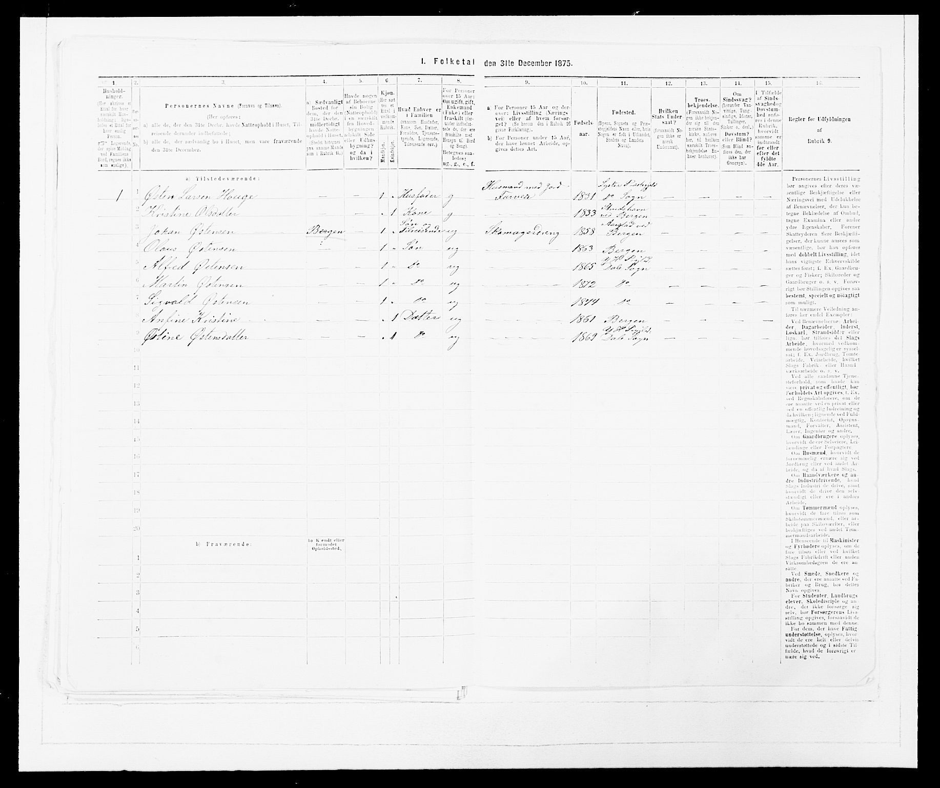 SAB, Folketelling 1875 for 1429P Ytre Holmedal prestegjeld, 1875, s. 700