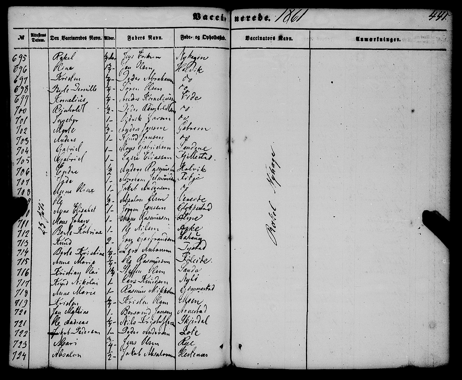 Gloppen sokneprestembete, AV/SAB-A-80101/H/Haa/Haaa/L0009: Ministerialbok nr. A 9, 1855-1870, s. 441