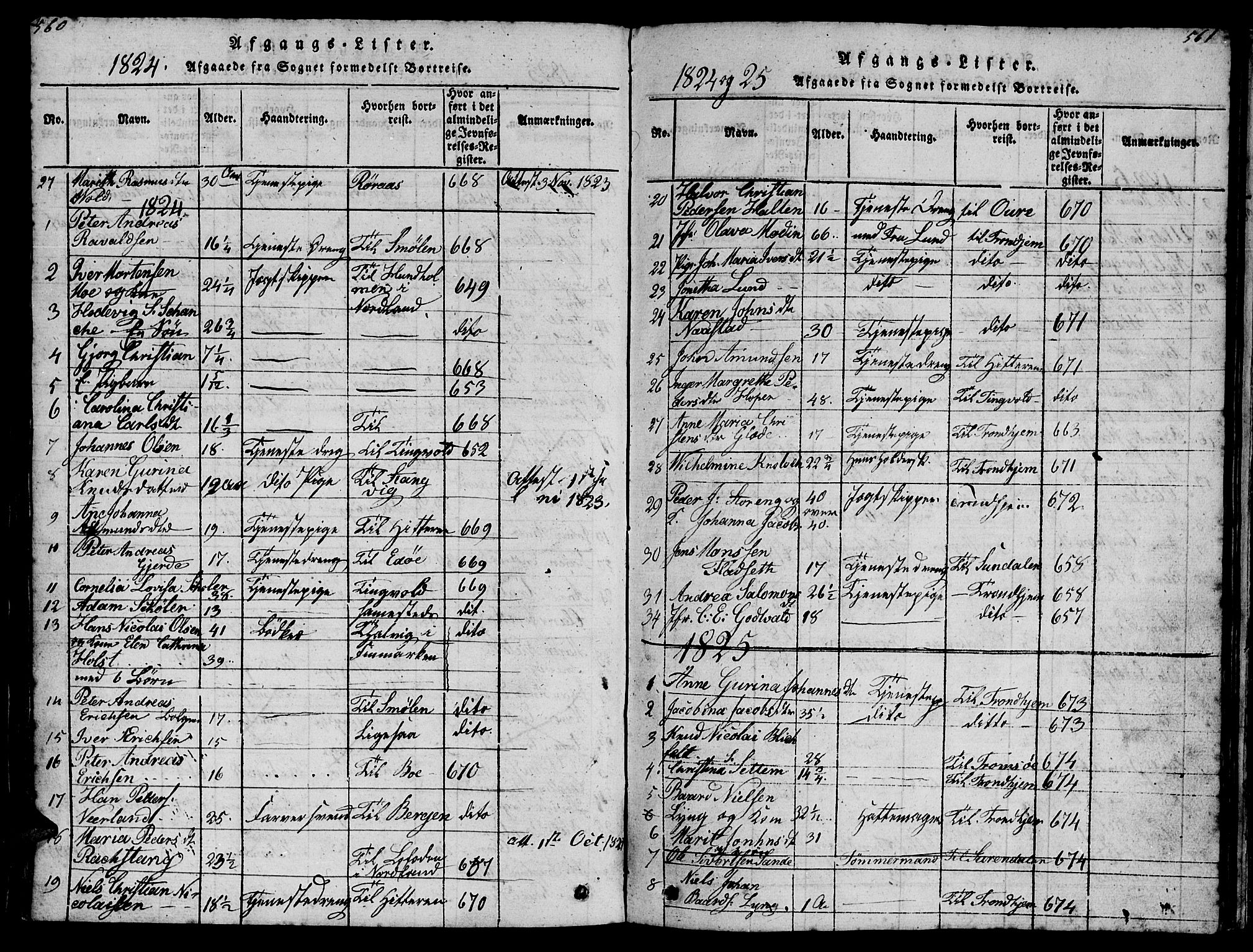 Ministerialprotokoller, klokkerbøker og fødselsregistre - Møre og Romsdal, SAT/A-1454/572/L0856: Klokkerbok nr. 572C01, 1819-1832, s. 560-561