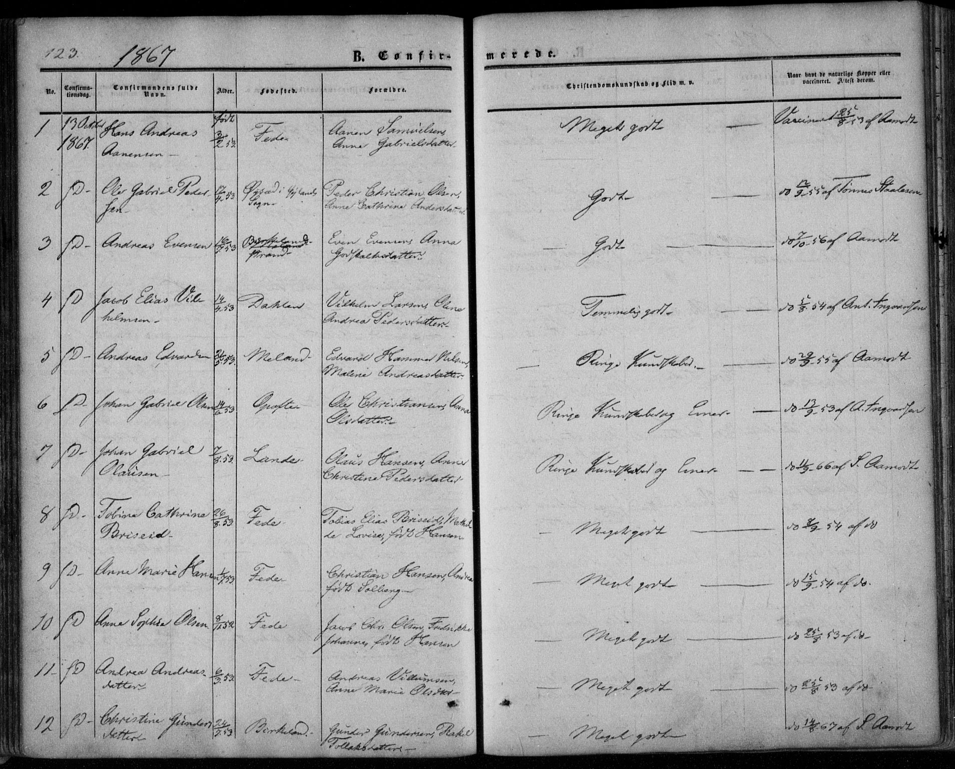 Kvinesdal sokneprestkontor, AV/SAK-1111-0026/F/Fa/Faa/L0002: Ministerialbok nr. A 2, 1850-1876, s. 123