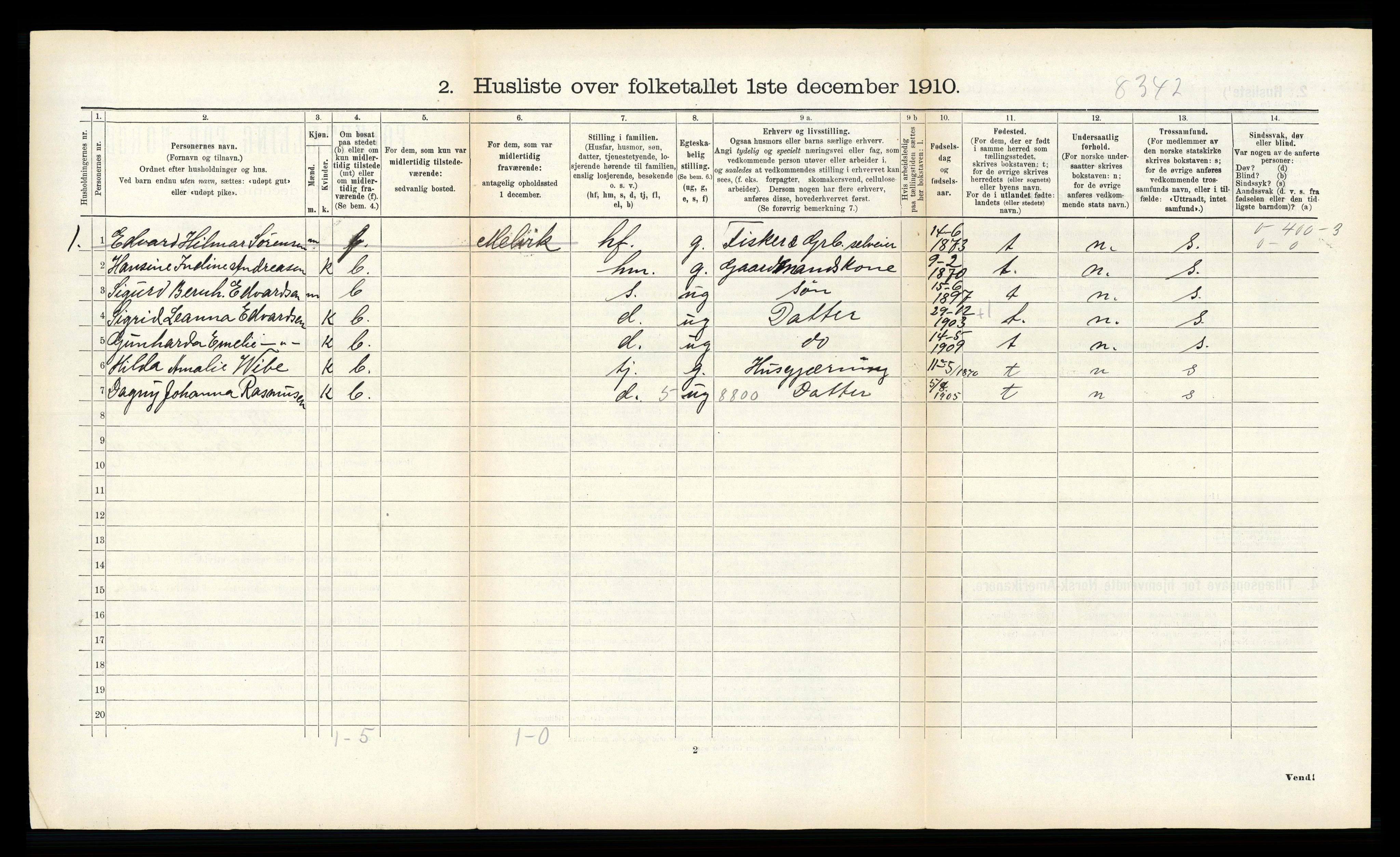 RA, Folketelling 1910 for 1934 Tromsøysund herred, 1910, s. 1346