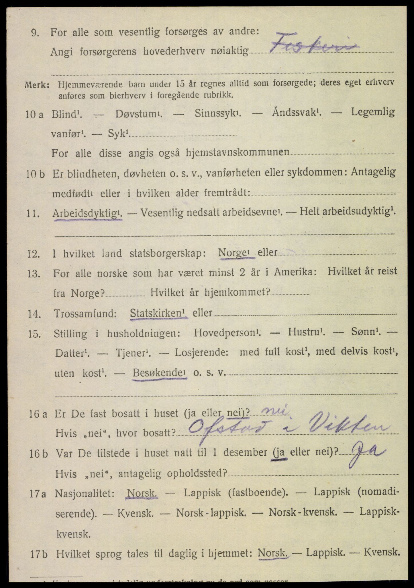 SAT, Folketelling 1920 for 1748 Fosnes herred, 1920, s. 1486