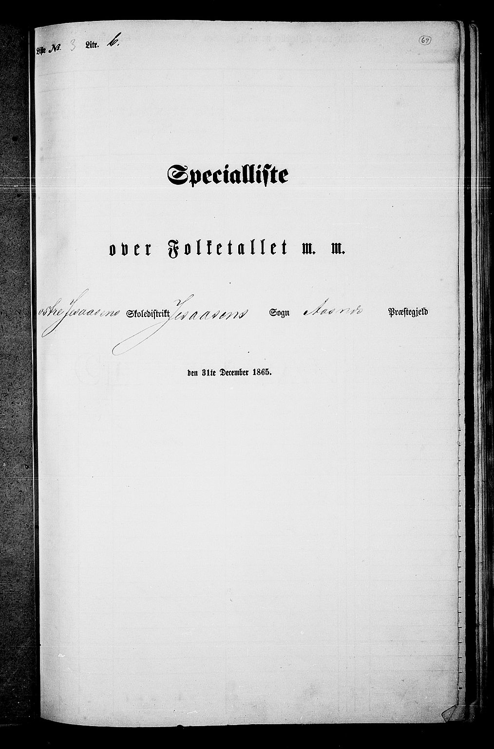 RA, Folketelling 1865 for 0425P Åsnes prestegjeld, 1865, s. 65