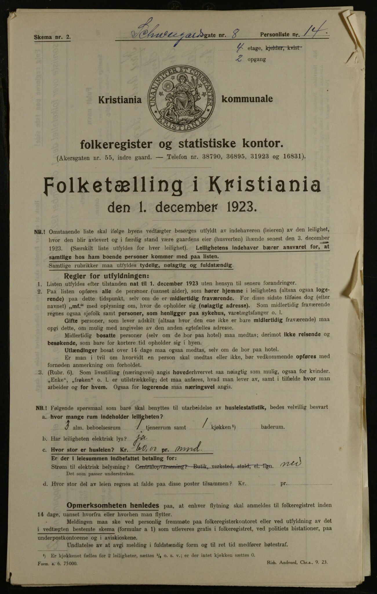 OBA, Kommunal folketelling 1.12.1923 for Kristiania, 1923, s. 101886