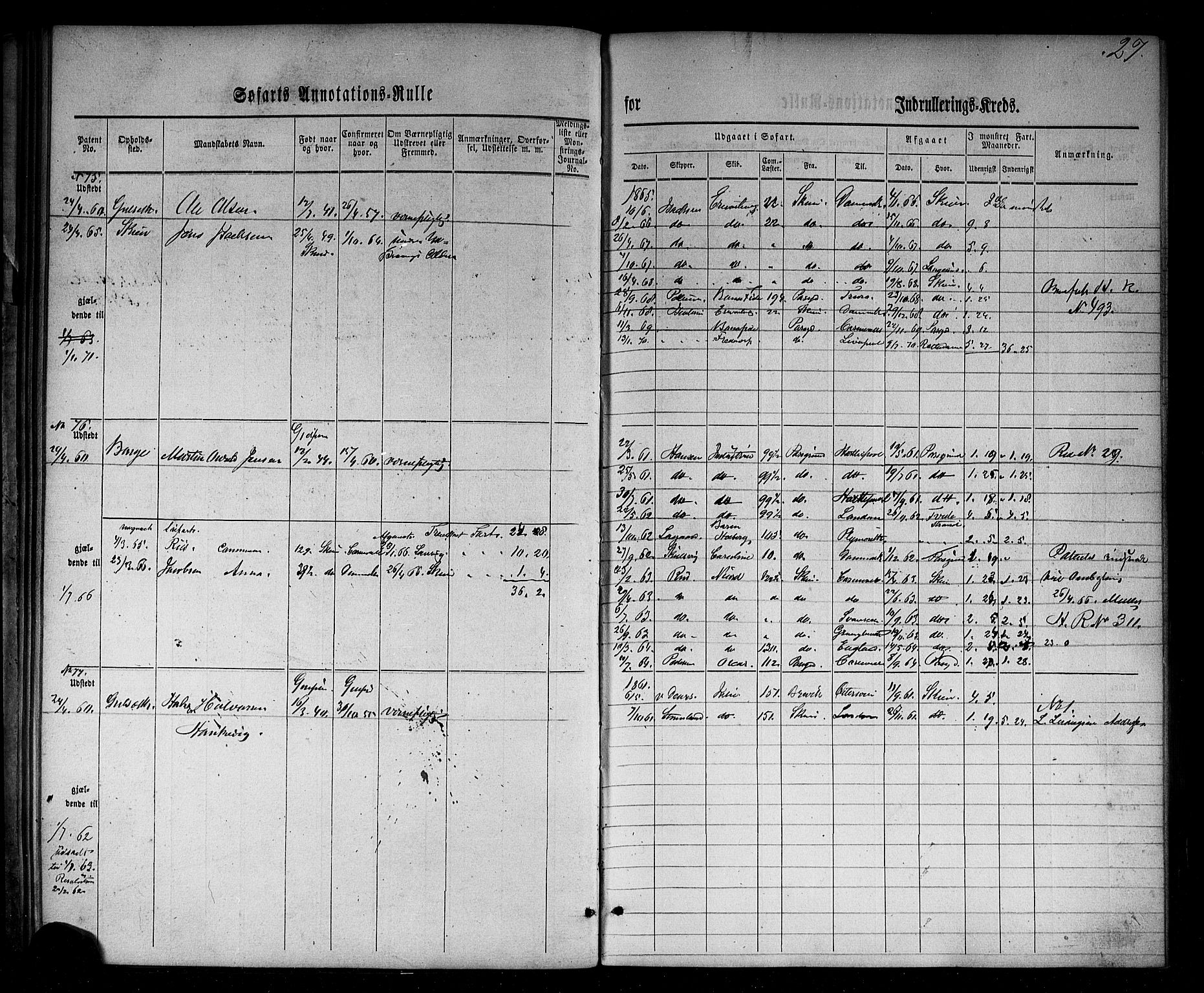 Skien innrulleringskontor, AV/SAKO-A-832/F/Fc/L0001: Annotasjonsrulle, 1860-1868, s. 50