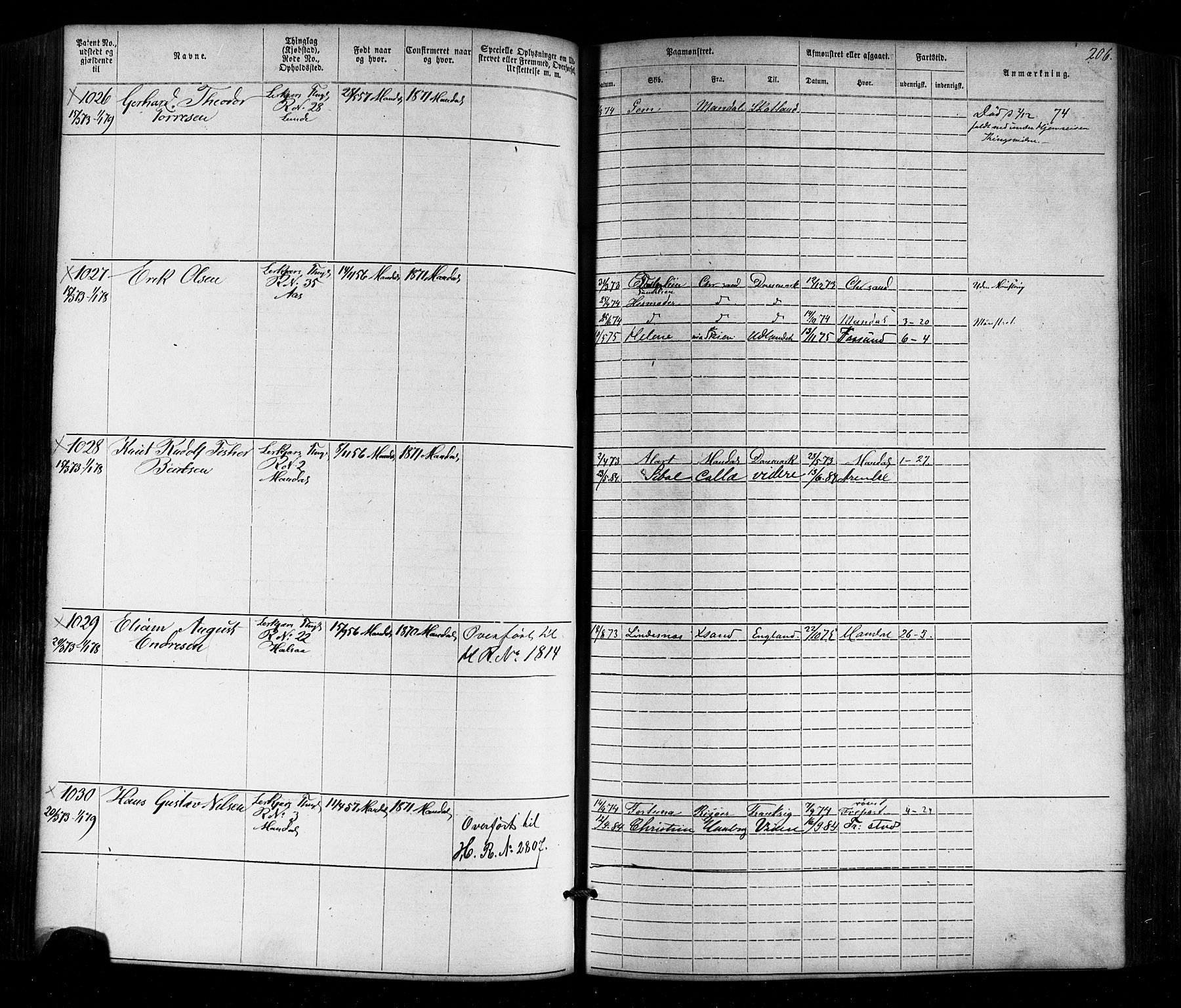 Mandal mønstringskrets, AV/SAK-2031-0016/F/Fa/L0005: Annotasjonsrulle nr 1-1909 med register, Y-15, 1868-1880, s. 241