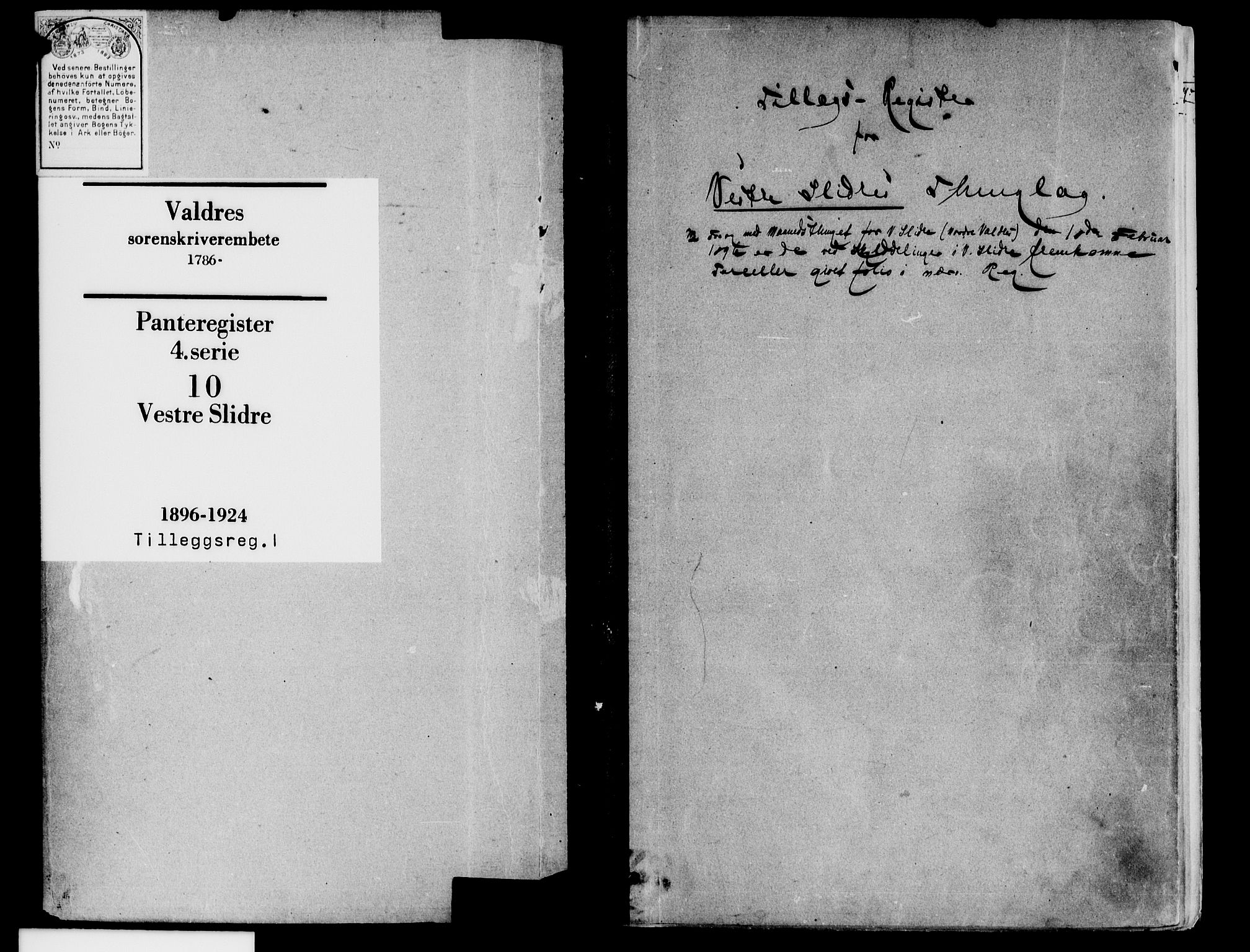 Valdres sorenskriveri, SAH/TING-016/H/Ha/Had/Hada/L0010: Panteregister nr. 4.10, 1896-1924