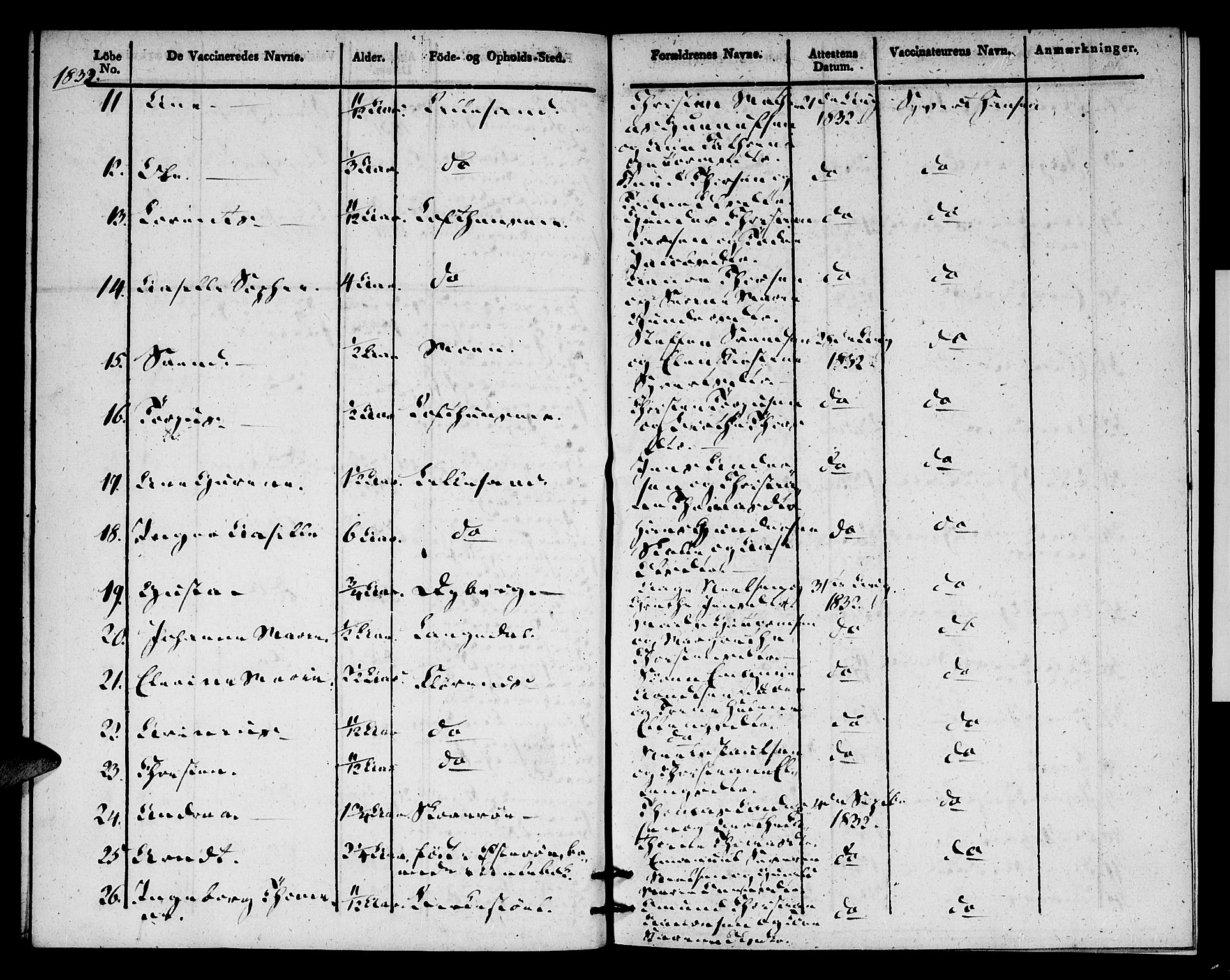 Vestre Moland sokneprestkontor, AV/SAK-1111-0046/F/Ff/L0002/0003: Vaksinasjonsprotokoll nr. A VI 3, 1830-1844