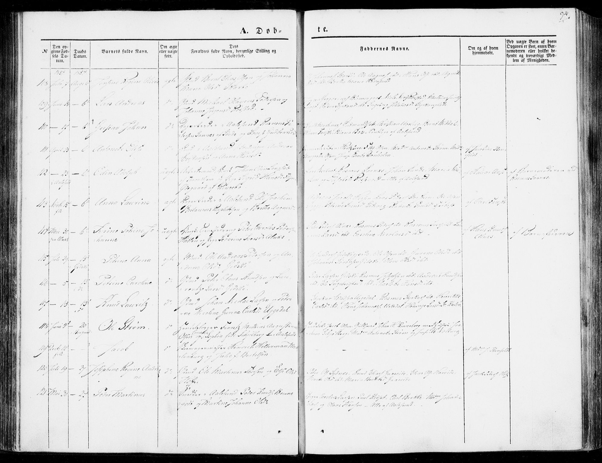 Ministerialprotokoller, klokkerbøker og fødselsregistre - Møre og Romsdal, AV/SAT-A-1454/528/L0397: Ministerialbok nr. 528A08, 1848-1858, s. 94