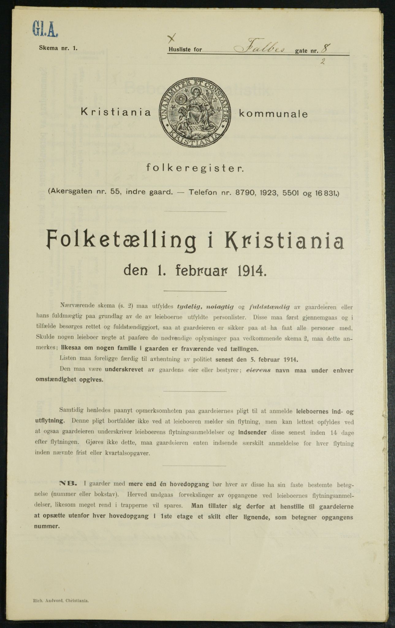 OBA, Kommunal folketelling 1.2.1914 for Kristiania, 1914, s. 23338