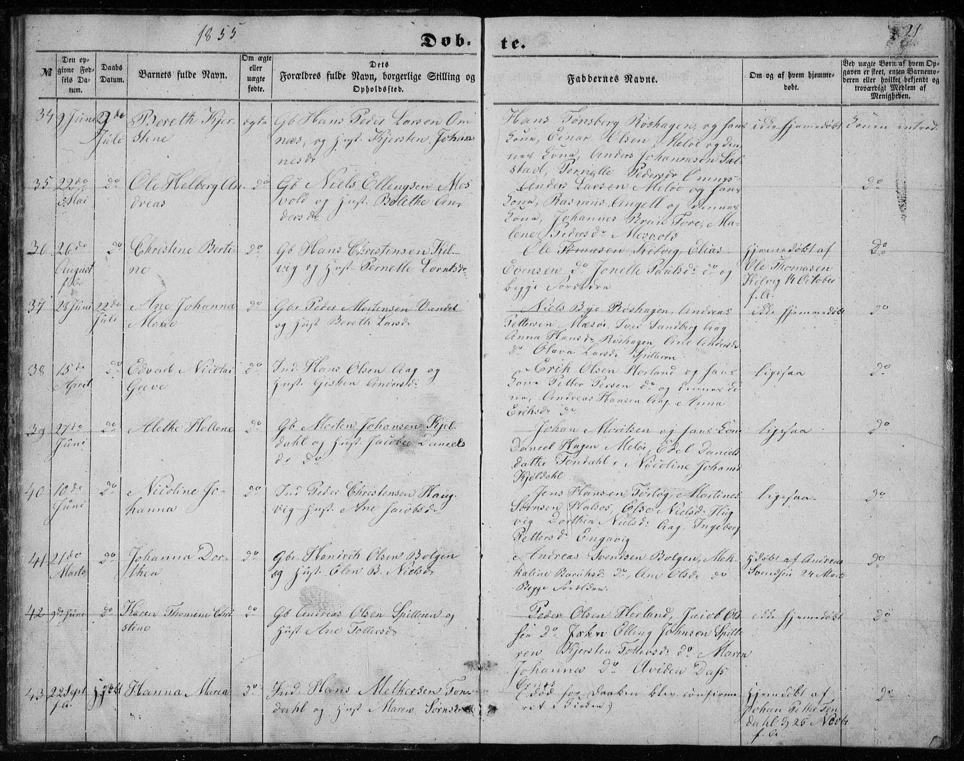 Ministerialprotokoller, klokkerbøker og fødselsregistre - Nordland, AV/SAT-A-1459/843/L0633: Klokkerbok nr. 843C02, 1853-1873, s. 21