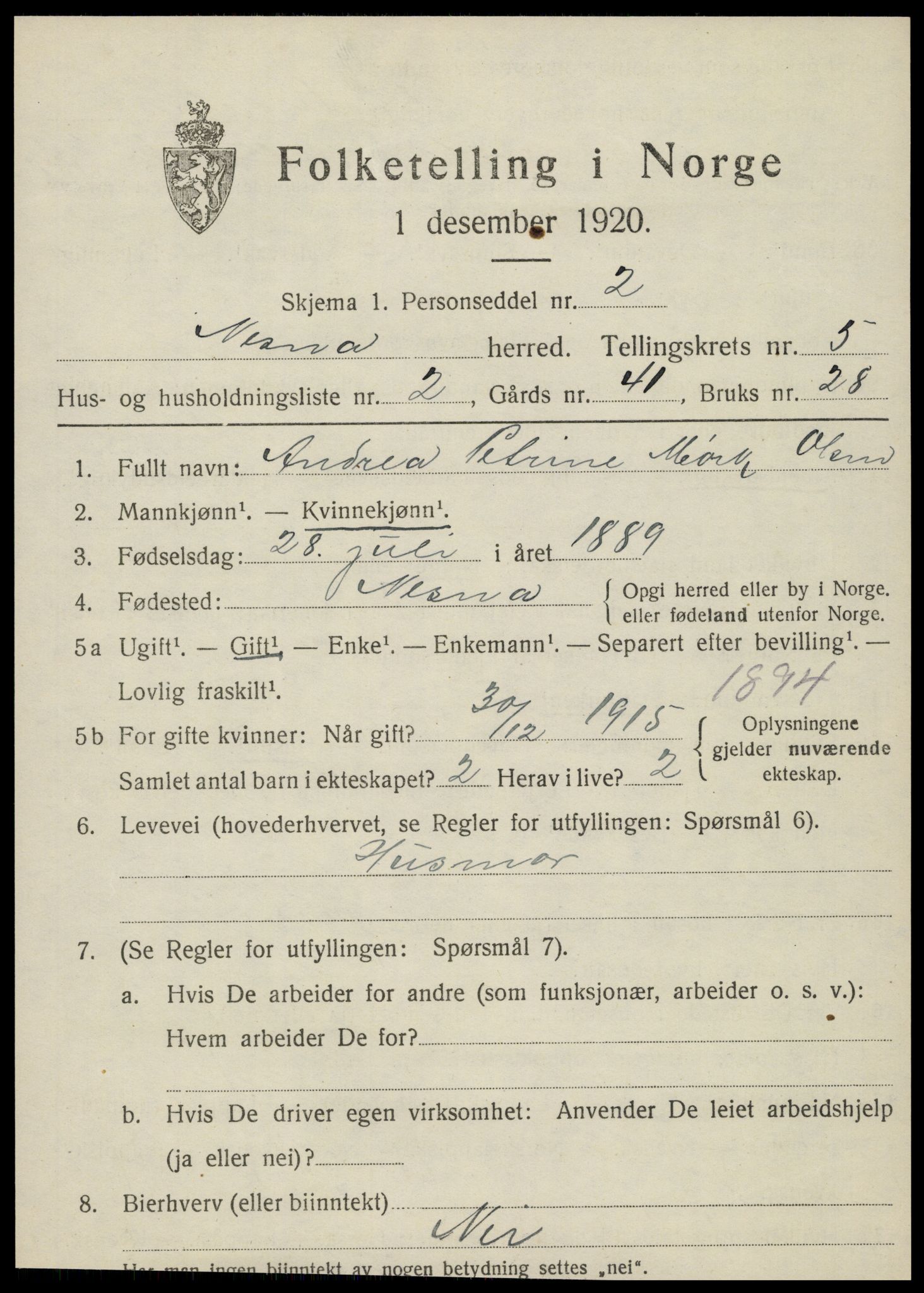 SAT, Folketelling 1920 for 1828 Nesna herred, 1920, s. 4029