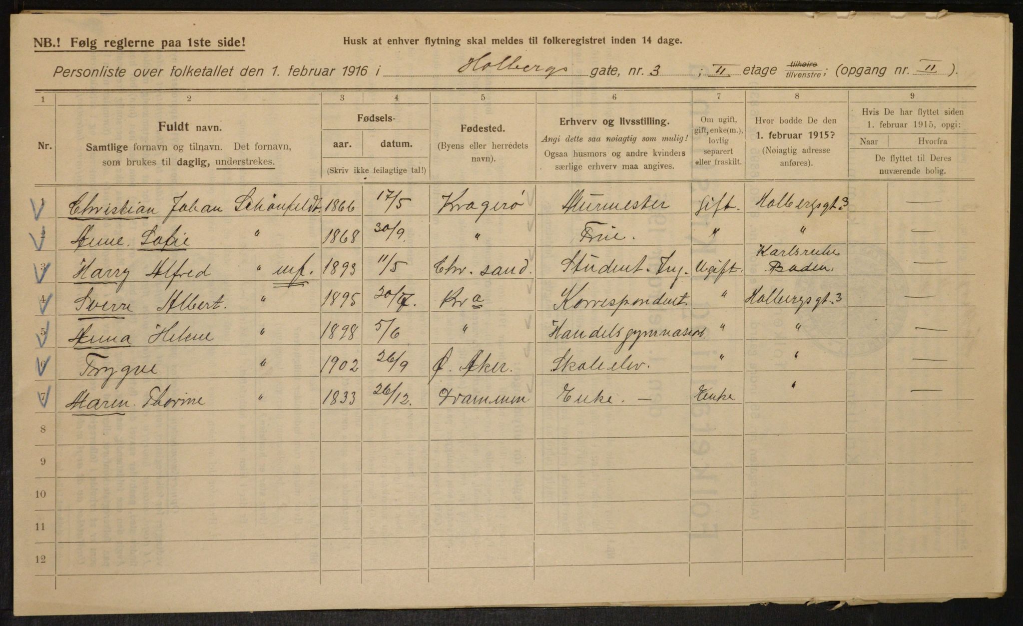 OBA, Kommunal folketelling 1.2.1916 for Kristiania, 1916, s. 40916