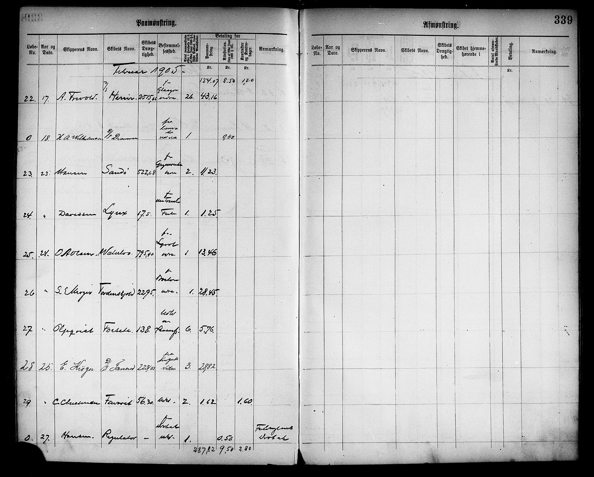 Tønsberg innrulleringskontor, AV/SAKO-A-786/H/Ha/L0005: Mønstringsjournal, 1896-1906, s. 343