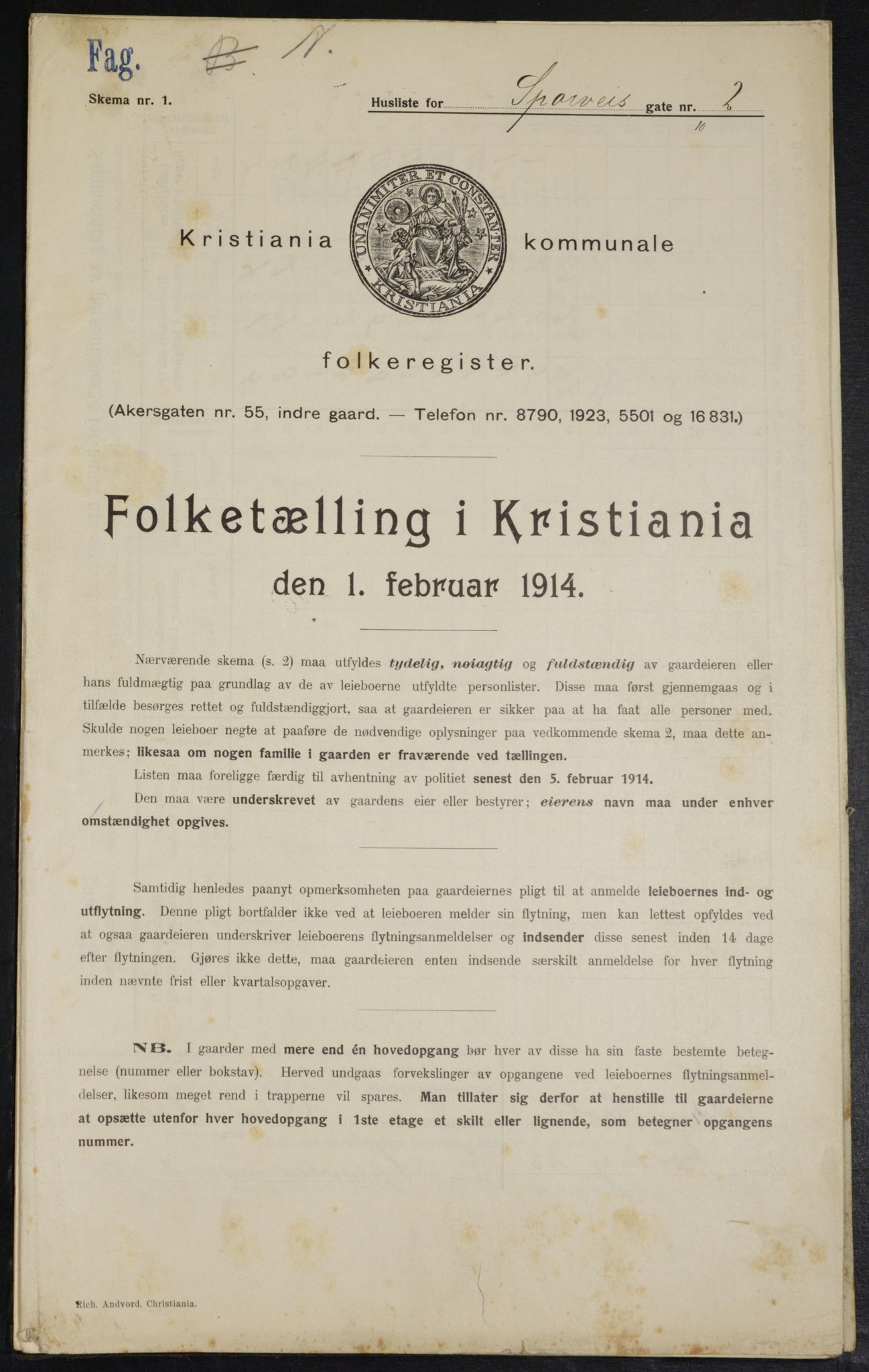 OBA, Kommunal folketelling 1.2.1914 for Kristiania, 1914, s. 100317