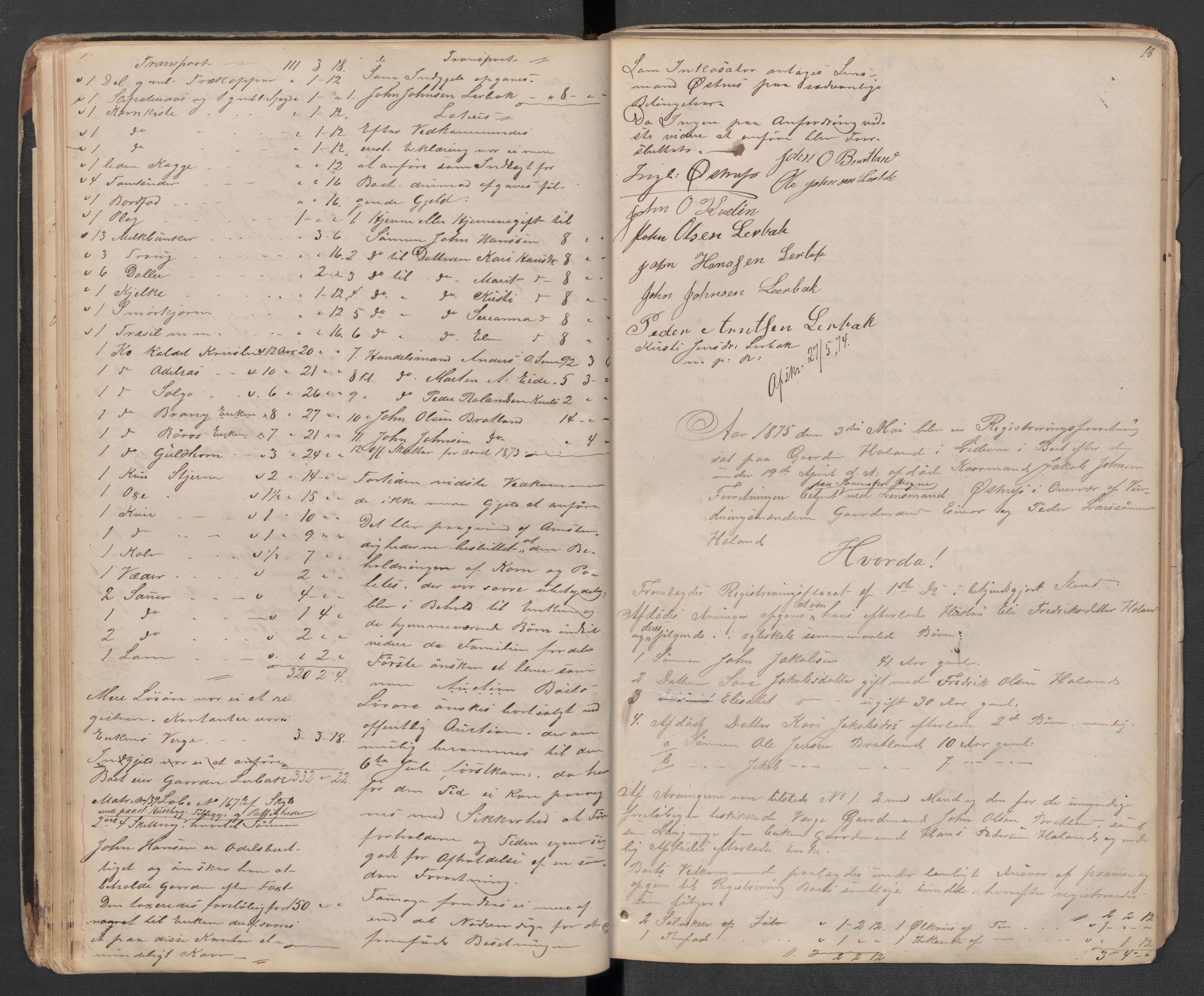Lierne lensmannskontor - 1. avlevering, AV/SAT-A-1030/02/L0014: Dødsfalls-/ registreringsprotokoll, 1872-1905, s. 18