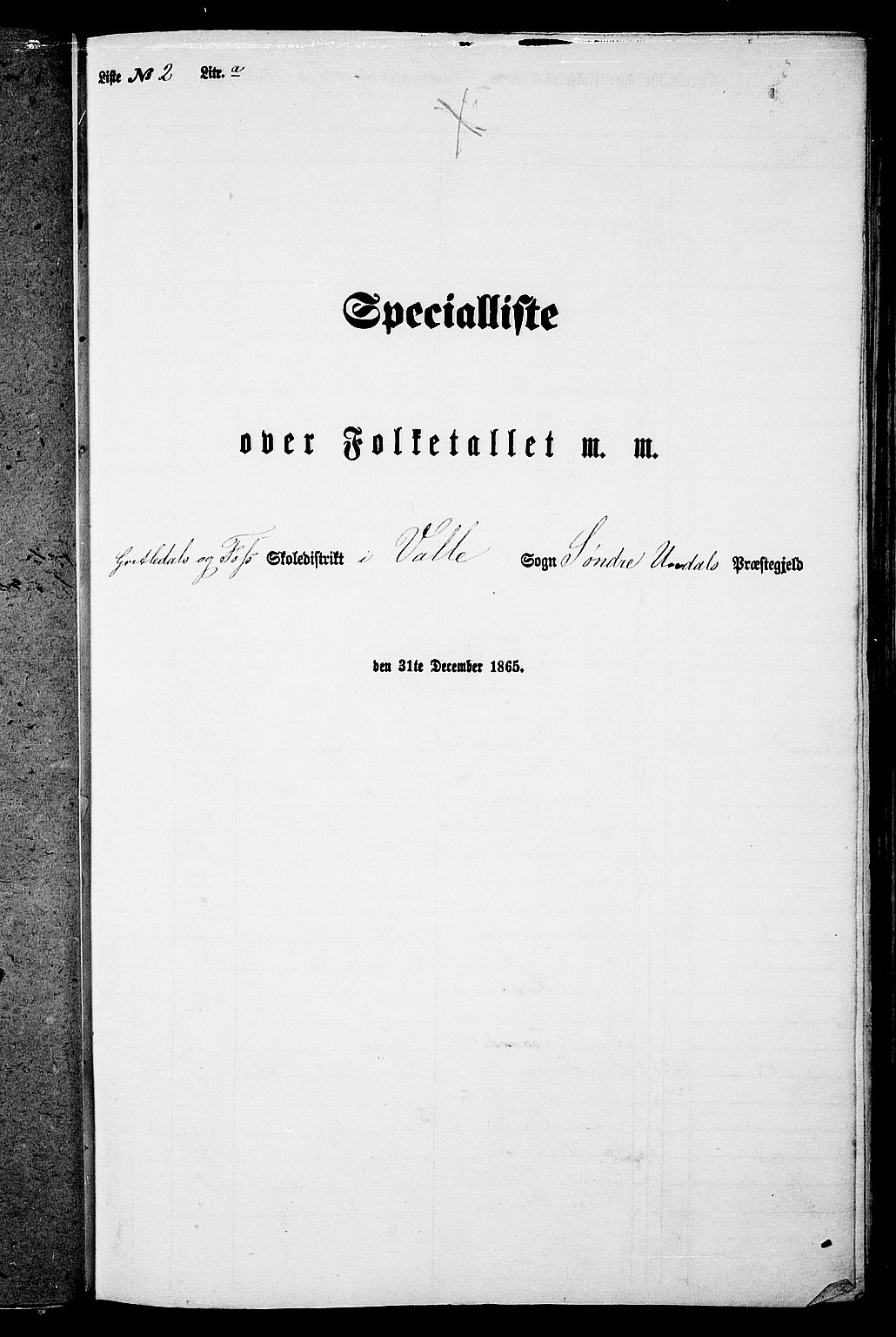 RA, Folketelling 1865 for 1029P Sør-Audnedal prestegjeld, 1865, s. 26