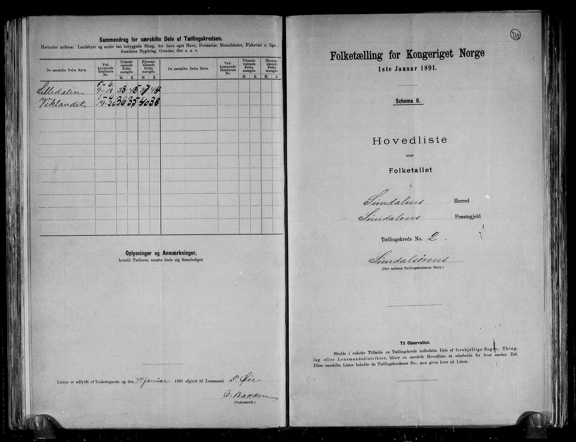 RA, Folketelling 1891 for 1563 Sunndal herred, 1891, s. 6