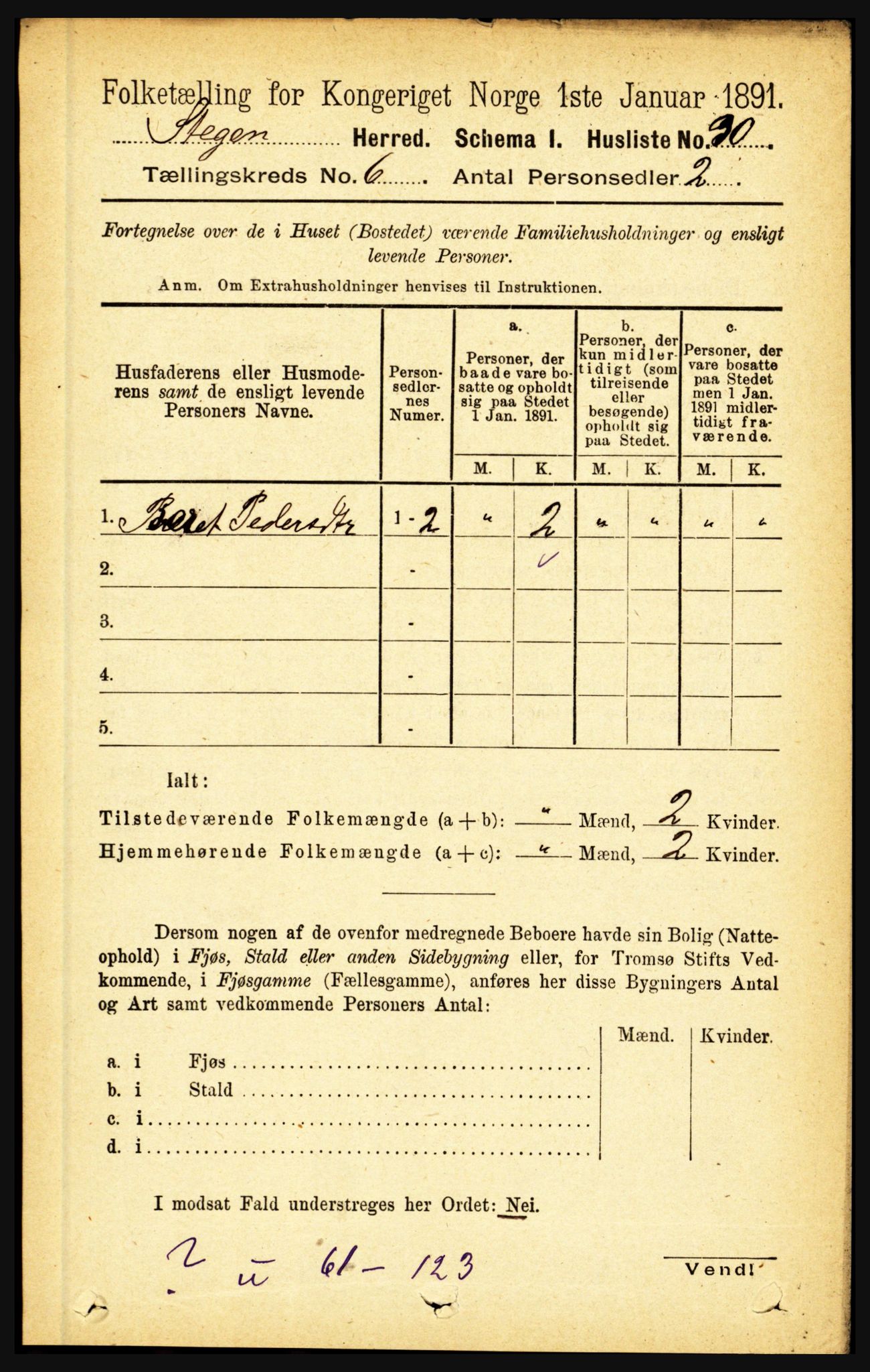 RA, Folketelling 1891 for 1848 Steigen herred, 1891, s. 2019