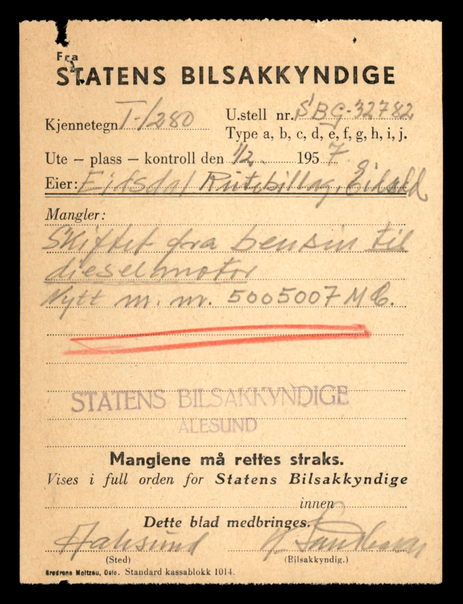 Møre og Romsdal vegkontor - Ålesund trafikkstasjon, SAT/A-4099/F/Fe/L0011: Registreringskort for kjøretøy T 1170 - T 1289, 1927-1998, s. 2430