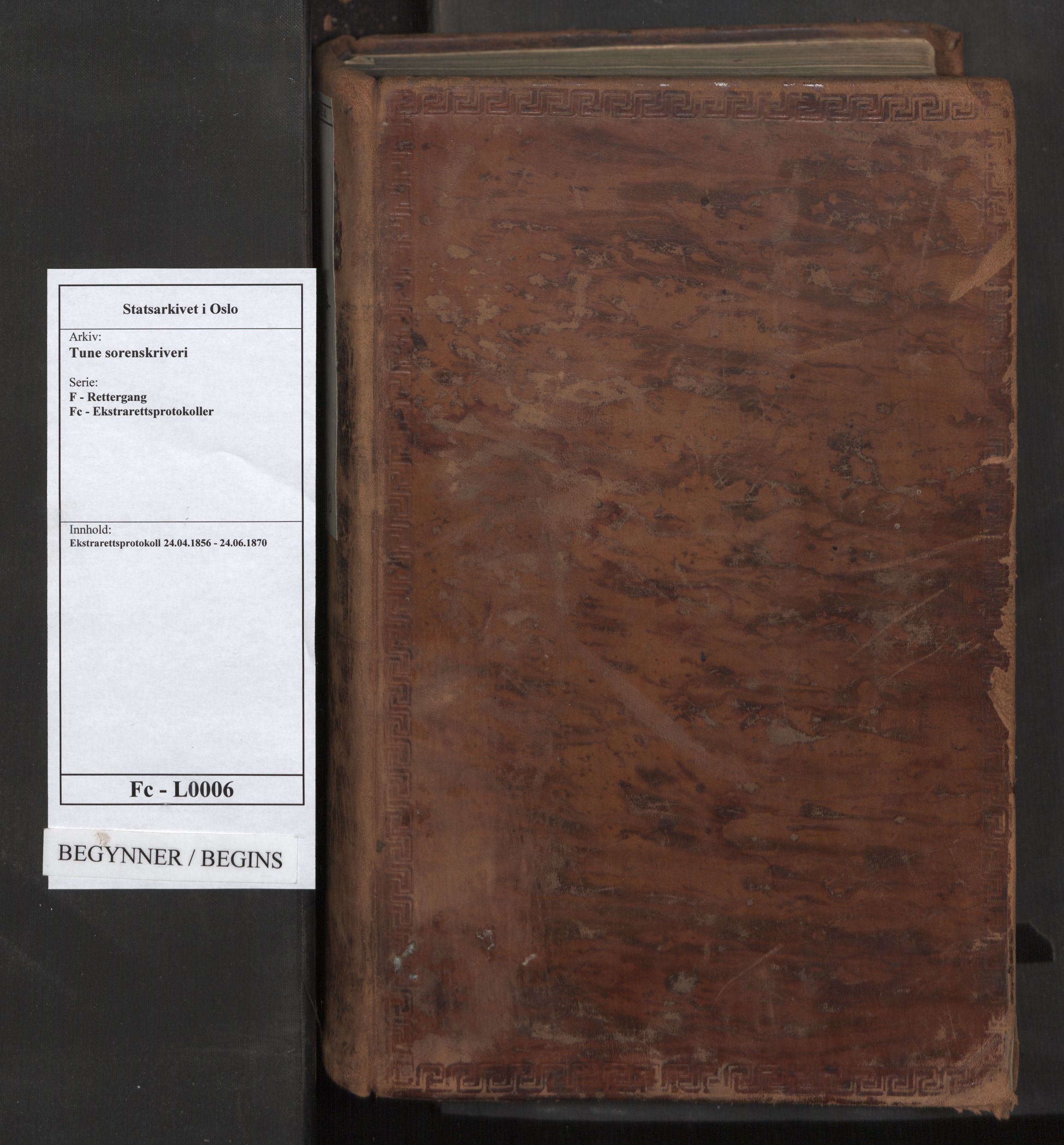 Tune sorenskriveri, SAO/A-10470/F/Fc/L0006: Ekstrarettsprotokoll, 1856-1870