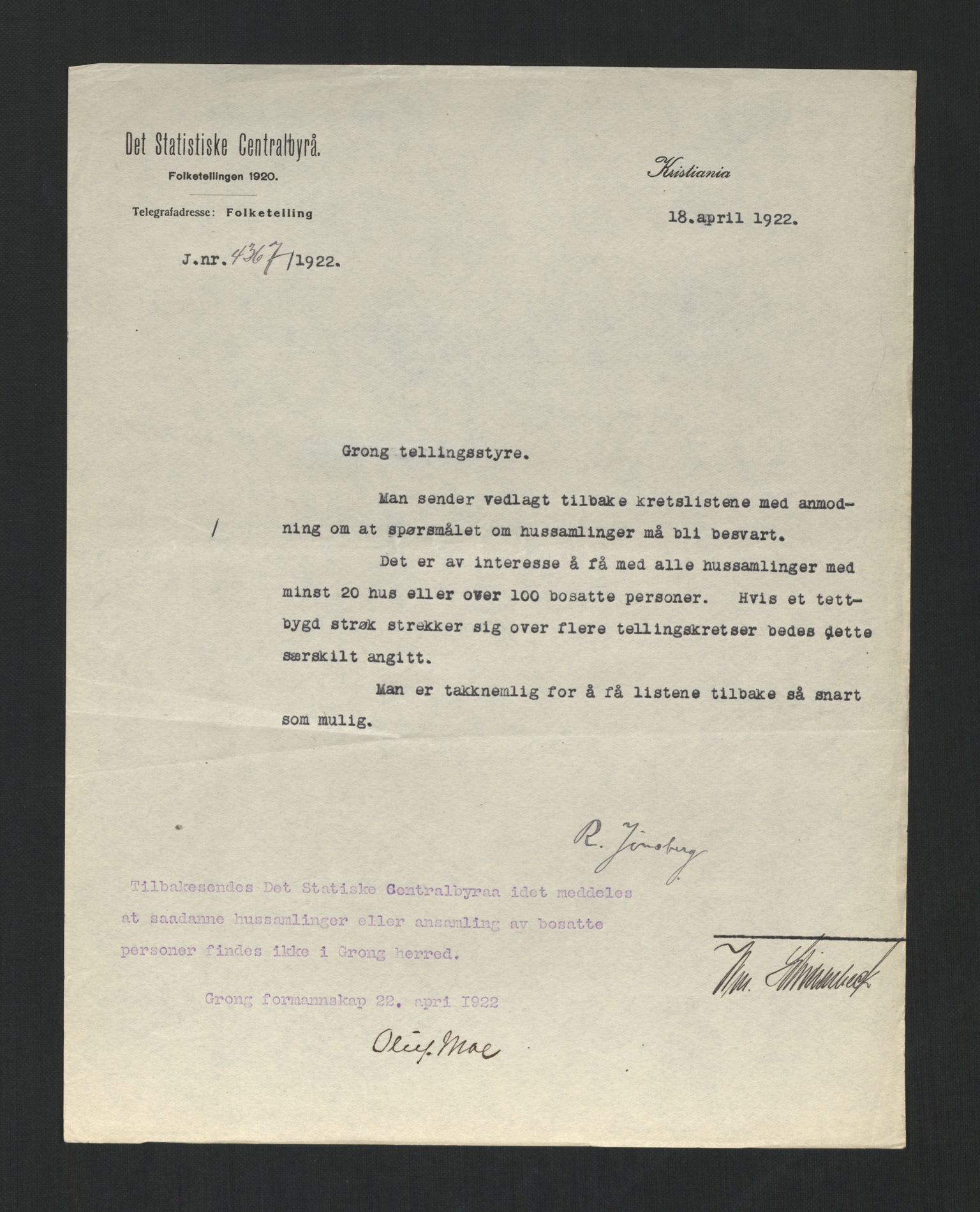 SAT, Folketelling 1920 for 1742 Grong herred, 1920, s. 4